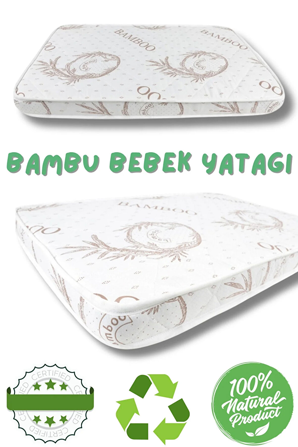 1ADET Bebek Park Yatak Anne Yanı Bebek Yatağı Organik Sünger Bamboo Bebek Çocuk Park Yatak Anne Yanı