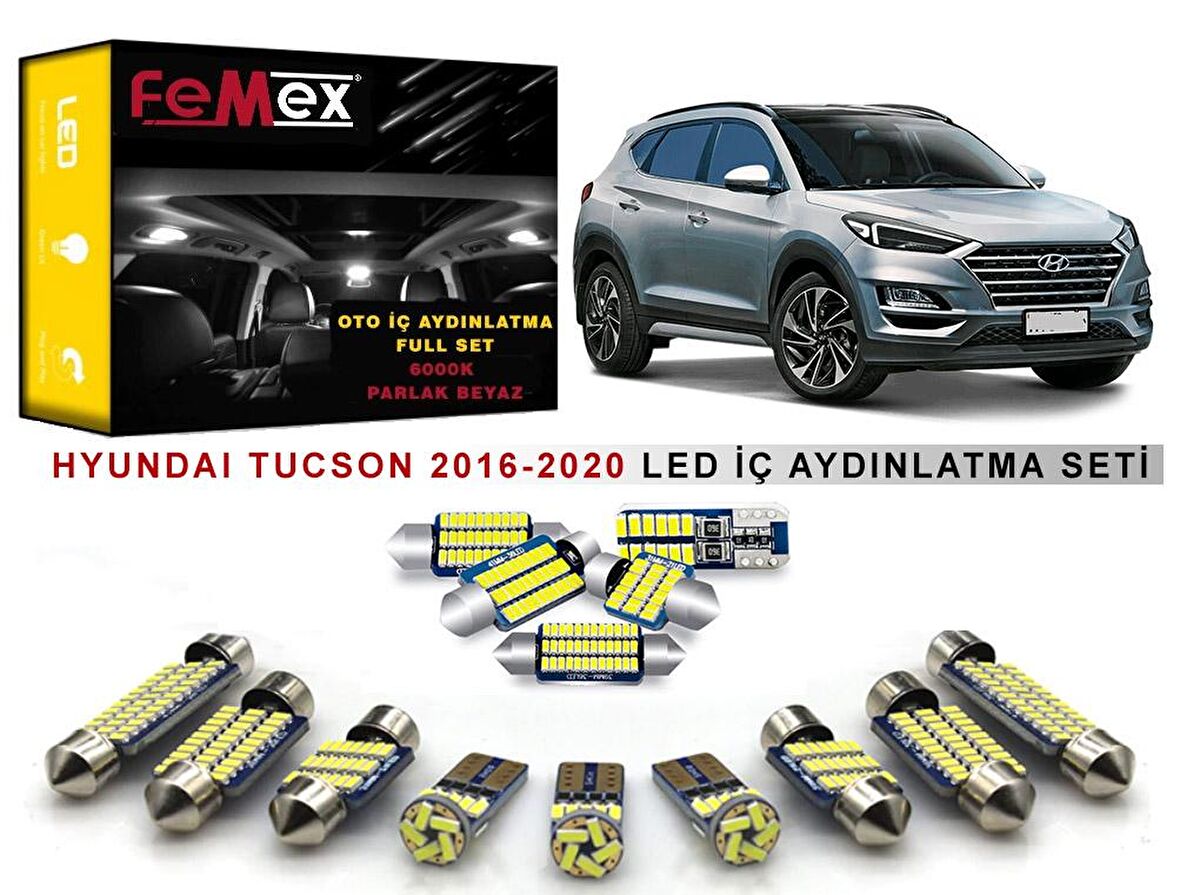 Hyundai Tucson 2016 Sonrası LED İç Aydınlatma Ampul Seti FEMEX Parlak Beyaz