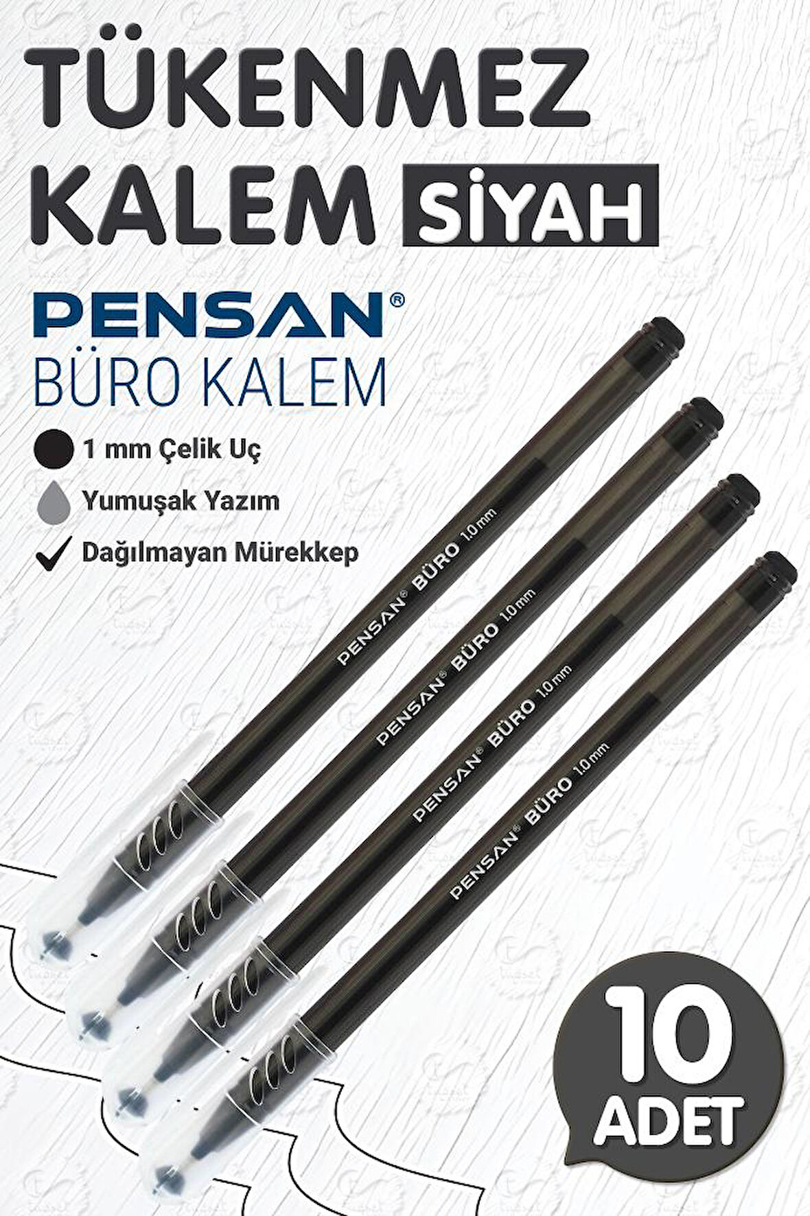  Pensan Büro 1.0 Mm Siyah Tükenmez Kalem 10 Adet-T1027