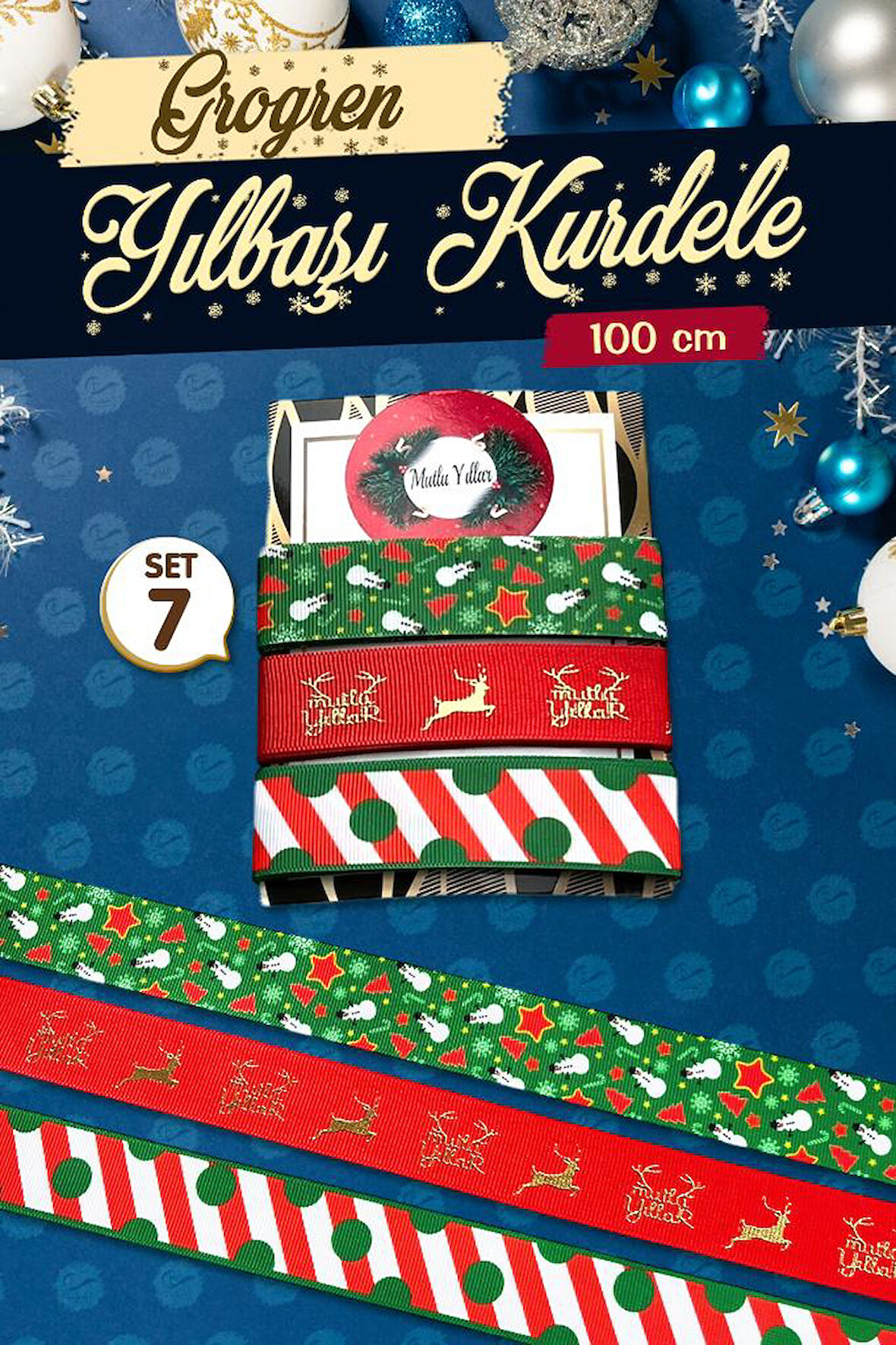 Yılbaşı Kurdele Seti 7 - Christmas Ribbon-T1118