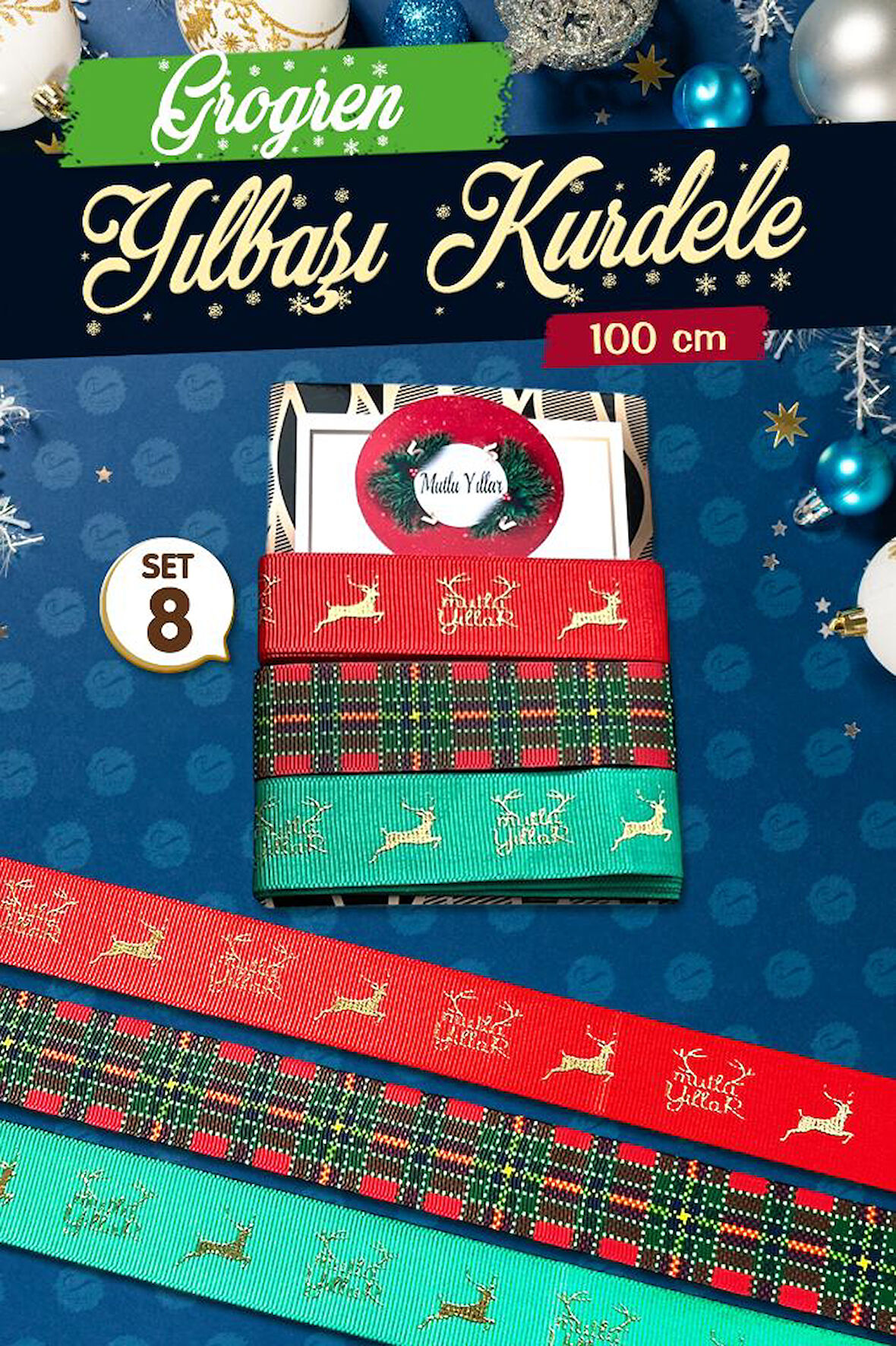 Yılbaşı Kurdele Seti 8 - Christmas Ribbon-T1119