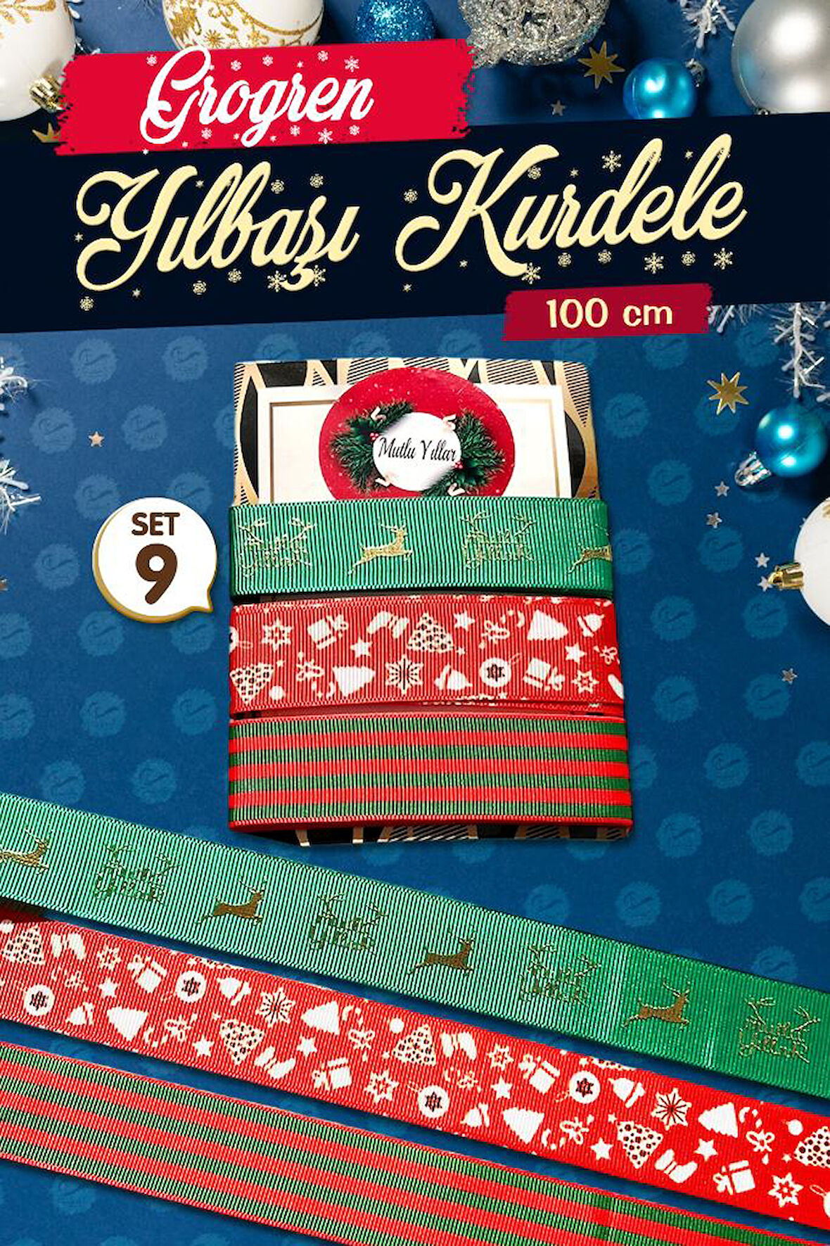 Yılbaşı Kurdele Seti 9 - Christmas Ribbon-T1120