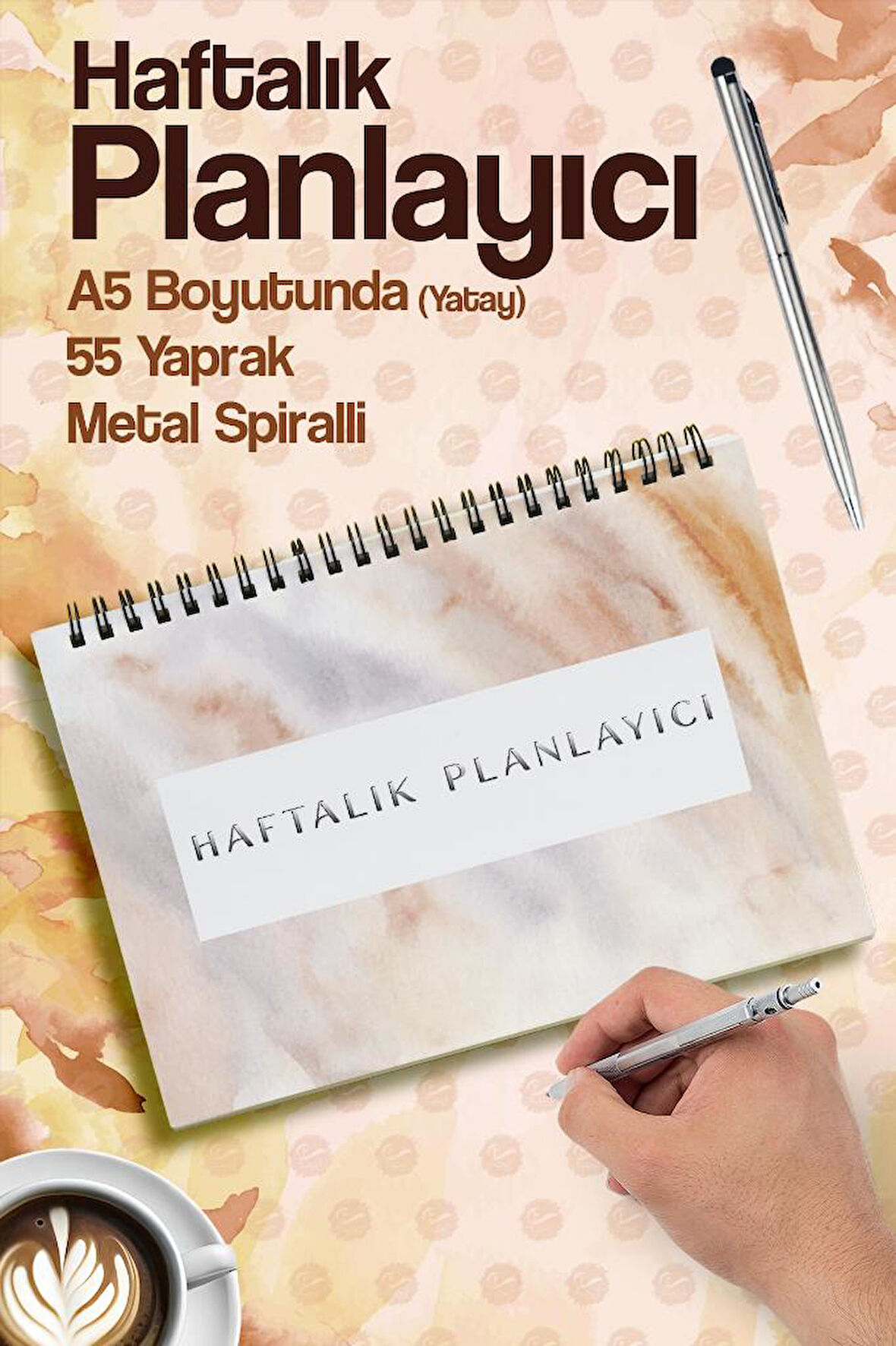 Haftalık Planlayıcı To do list Spiralli Not Defteri Planner Batik-T1183