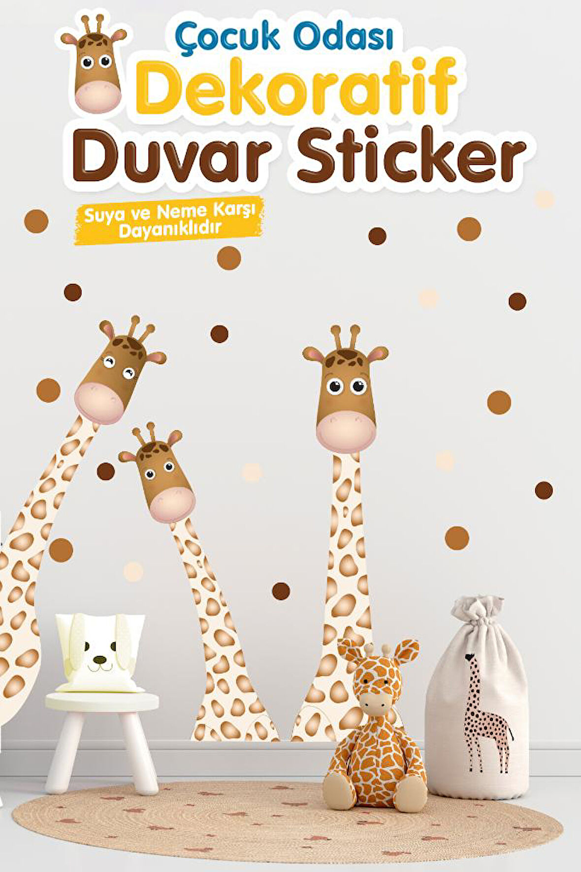 Anne Baba Bebek Zürafa Çocuk Odası Duvar Sticker Seti -T1193