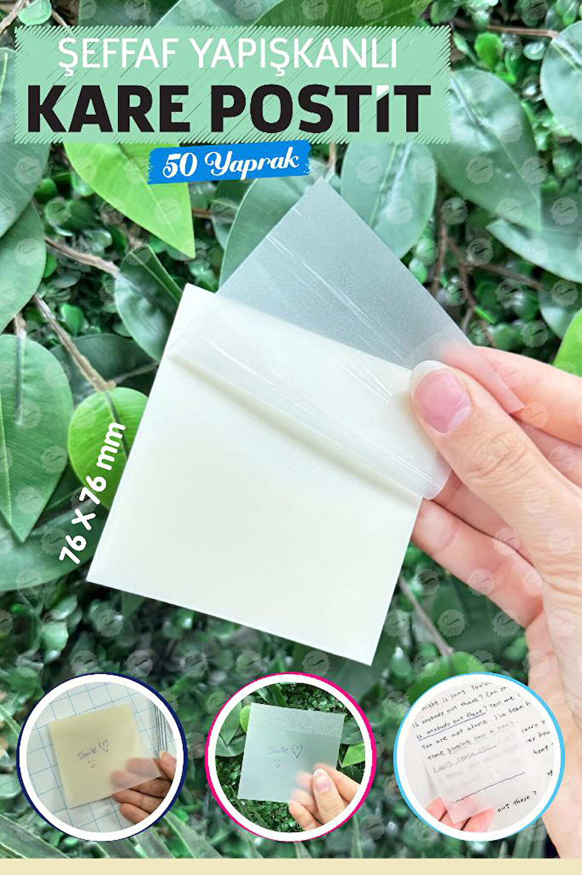 Süper Şeffaf Yapışkanlı Kare Postit 50 Yaprak Transparan Karenot-T1376