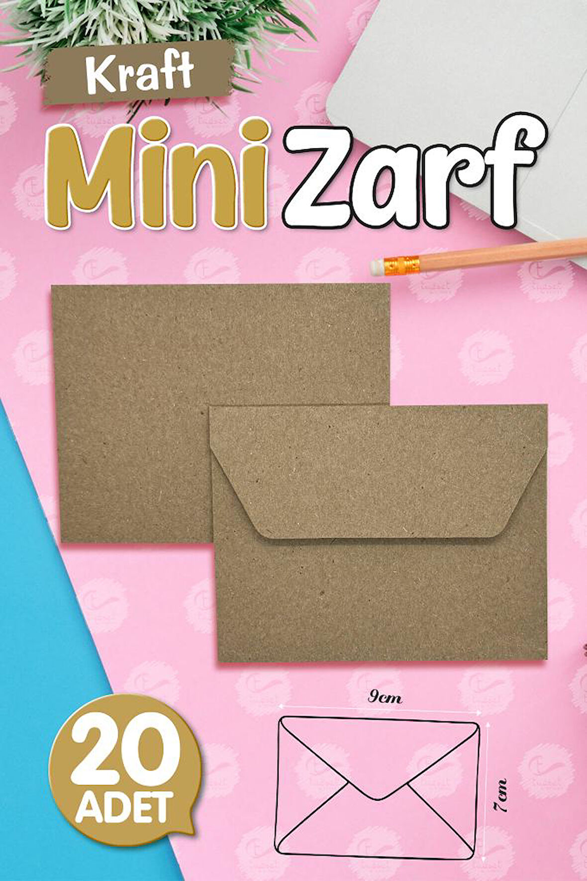 Mini Zarf Kraft 9x7 cm 20 adet-T362