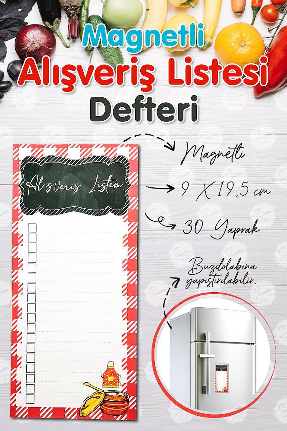 Buzdolabı Magnetli Alışveriş Listesi Not Defteri ED-T424