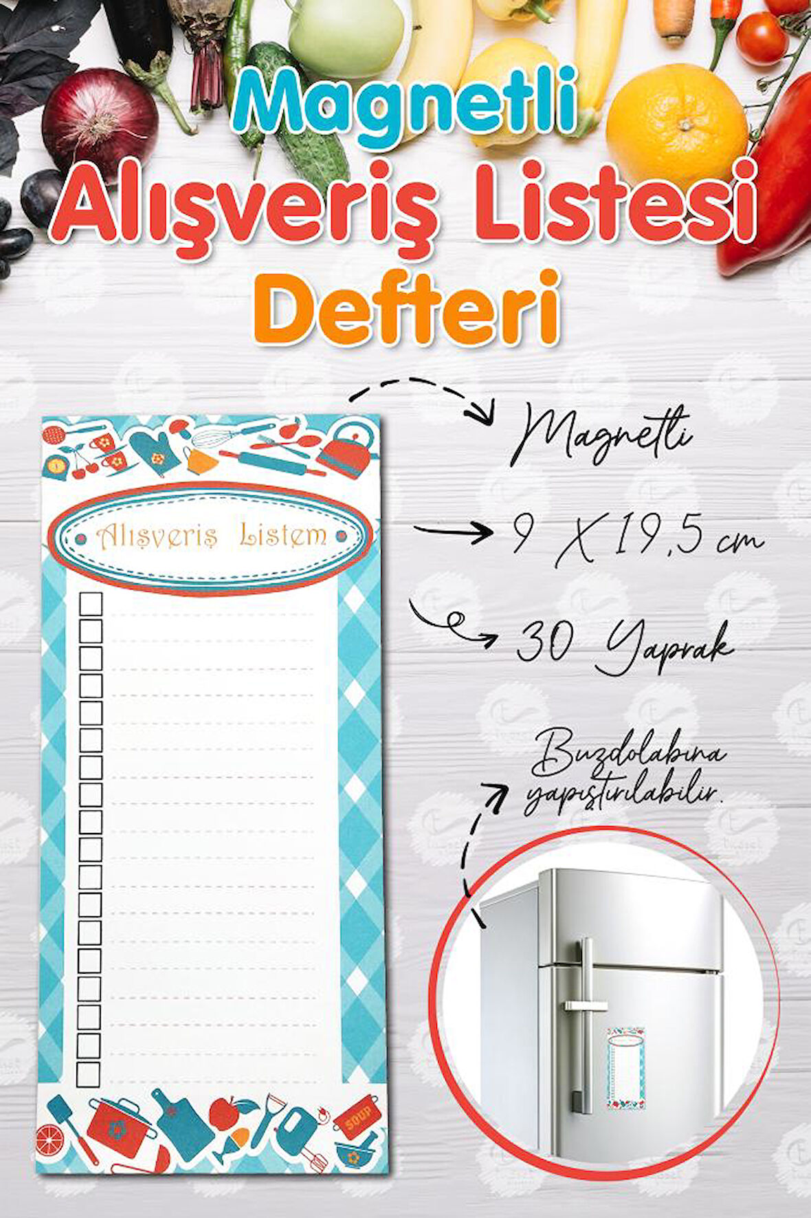 Buzdolabı Magnetli Alışveriş Listesi Not Defteri MD-T425
