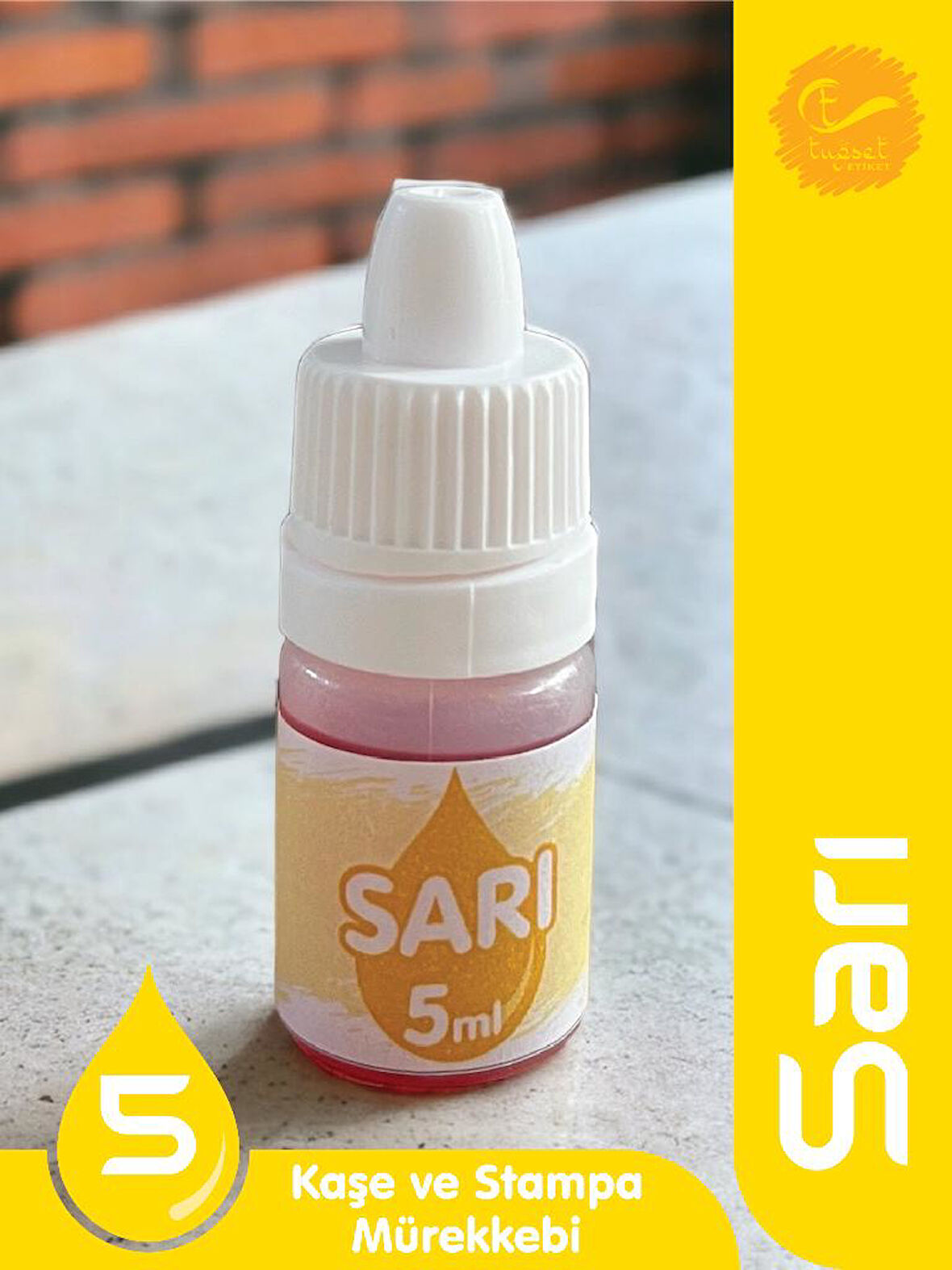 Kaşe Istampa Mürekkebi 5 ml  - Sarı-T869