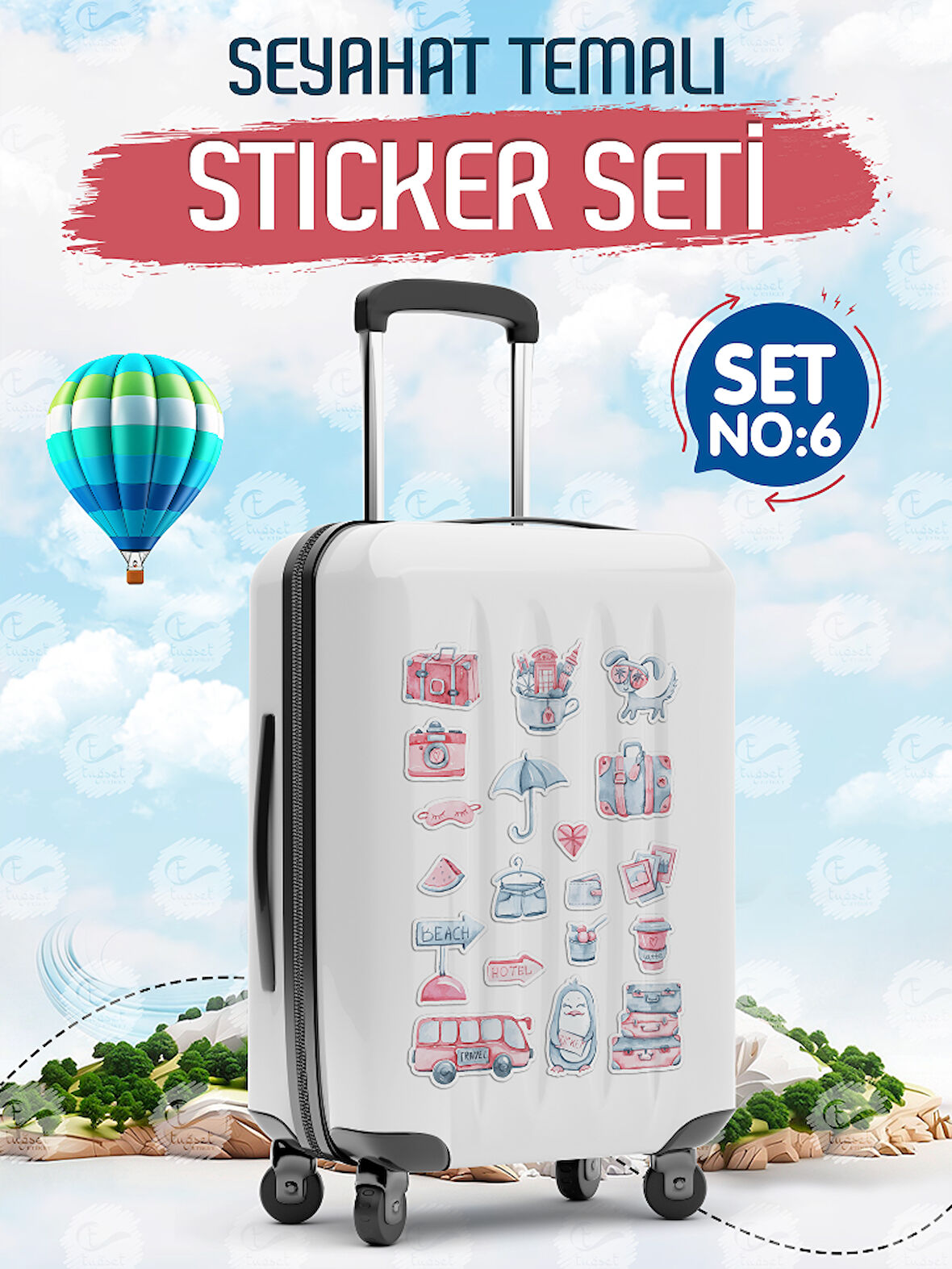 Seyahat Temalı Bavul Sticker Etiket Çıkartma S6 (Laptop Tablet Suluk Telefon Valiz Defter Kitap)-T974