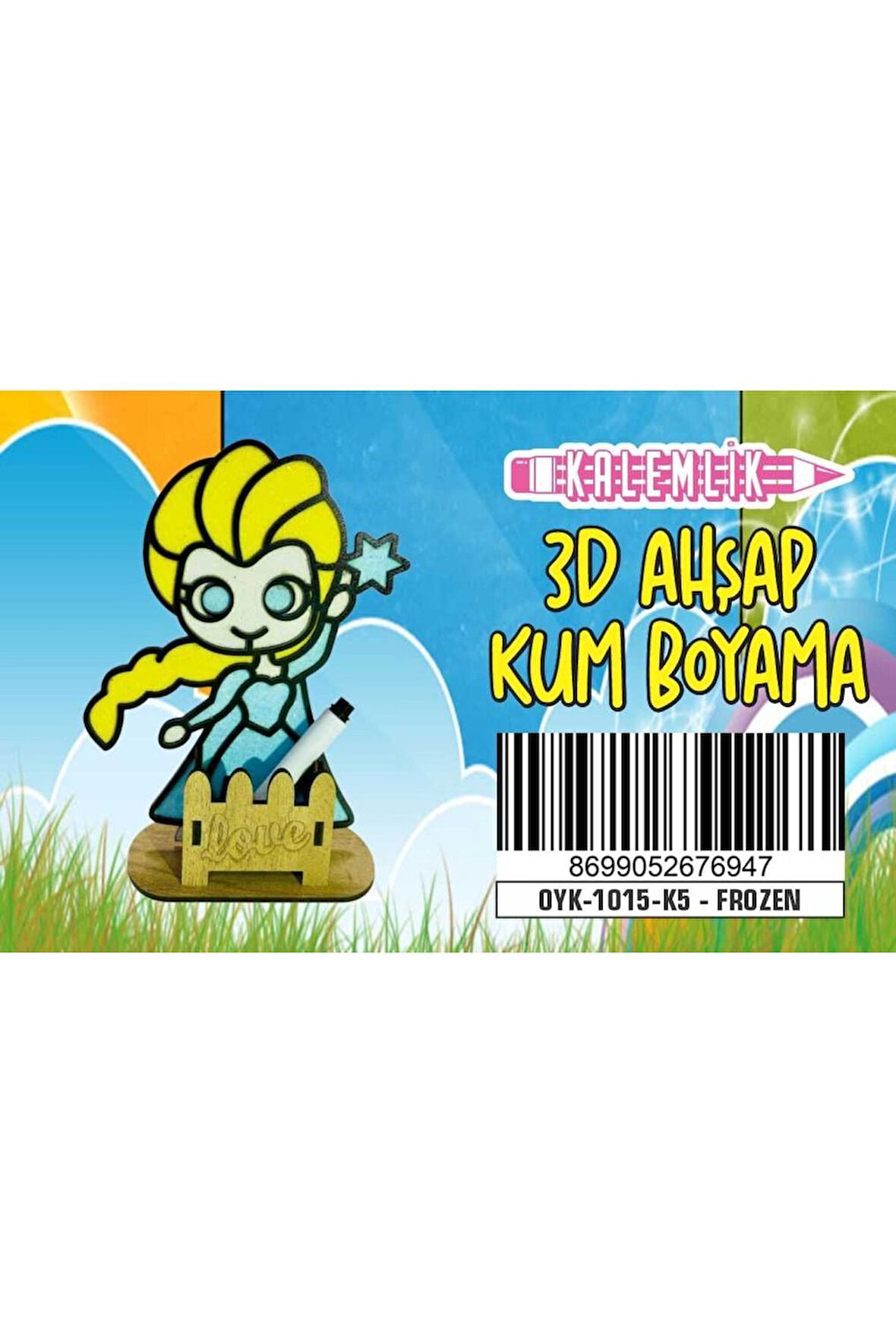 Kalemlikli FROZEN Ahşap Kum Boyama Oyunu Kız Çocuk Oyunları Ahşap Tuz Boyama Erkek Çocuk Oyuncakla