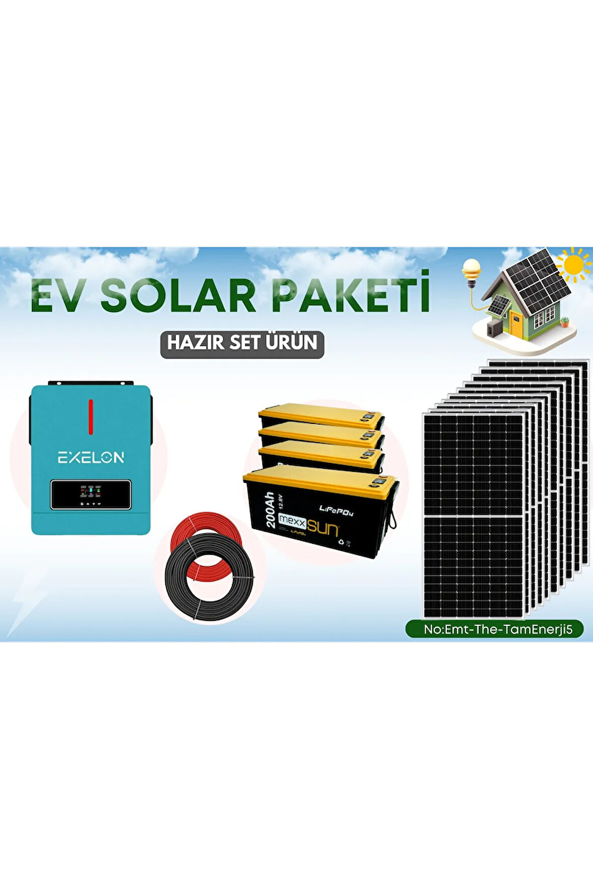 Solar Enerji Sistemi Tüm Ev İhtiyaçları İçin Hazır Sistem