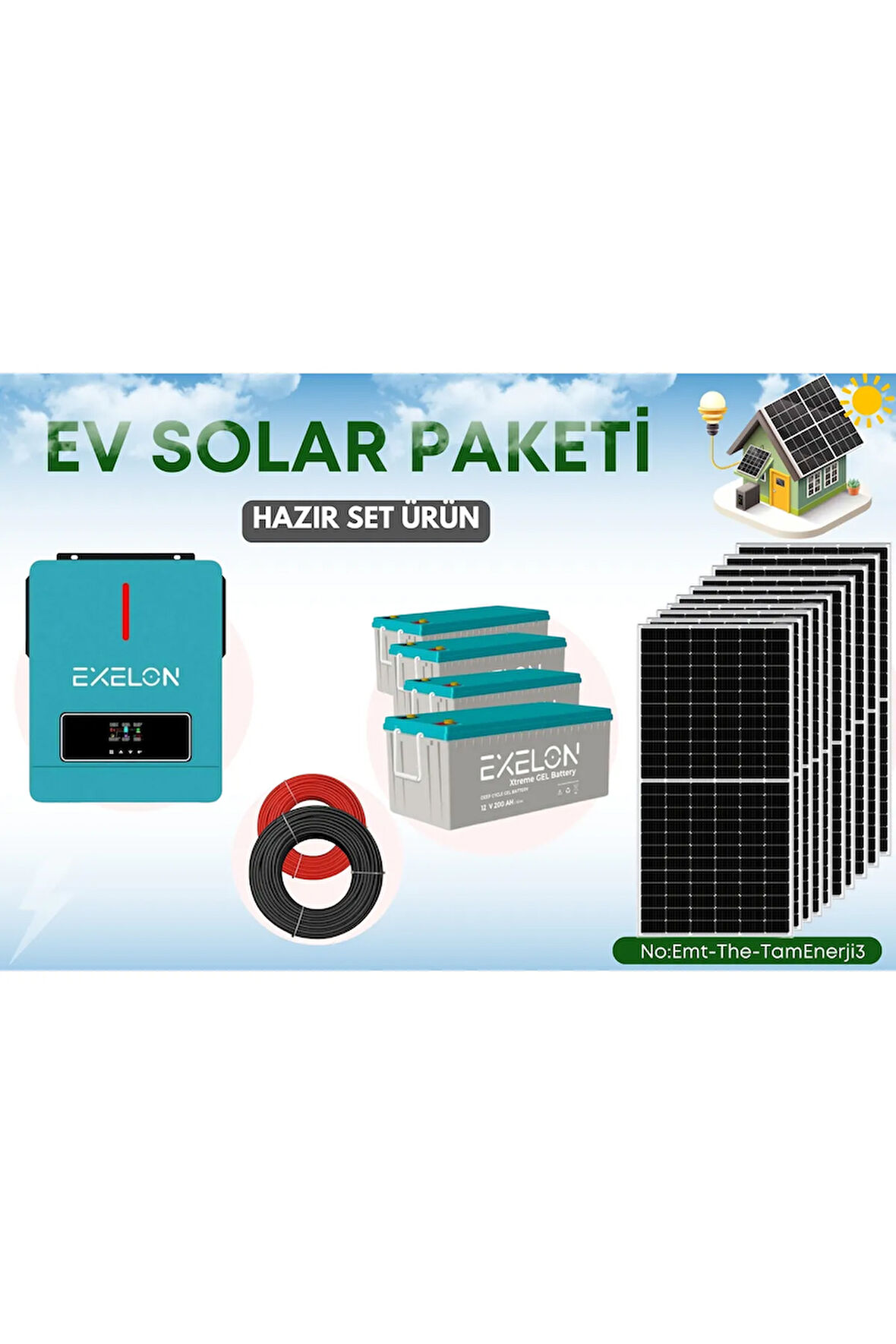 Karavan Paketi 9.6Kw Güç Üretimi 6.2Kw İnvertör Günlük Kullanım İçin
