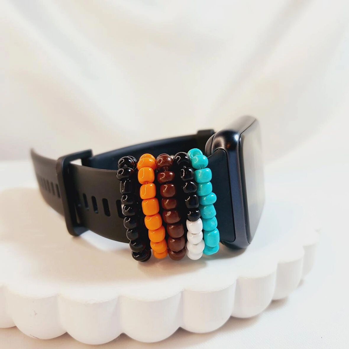 Turkuaz Renk Boncuk Watch Band Charm - Akıllı Saat Kordon Süsü Kayış Aksesuarı