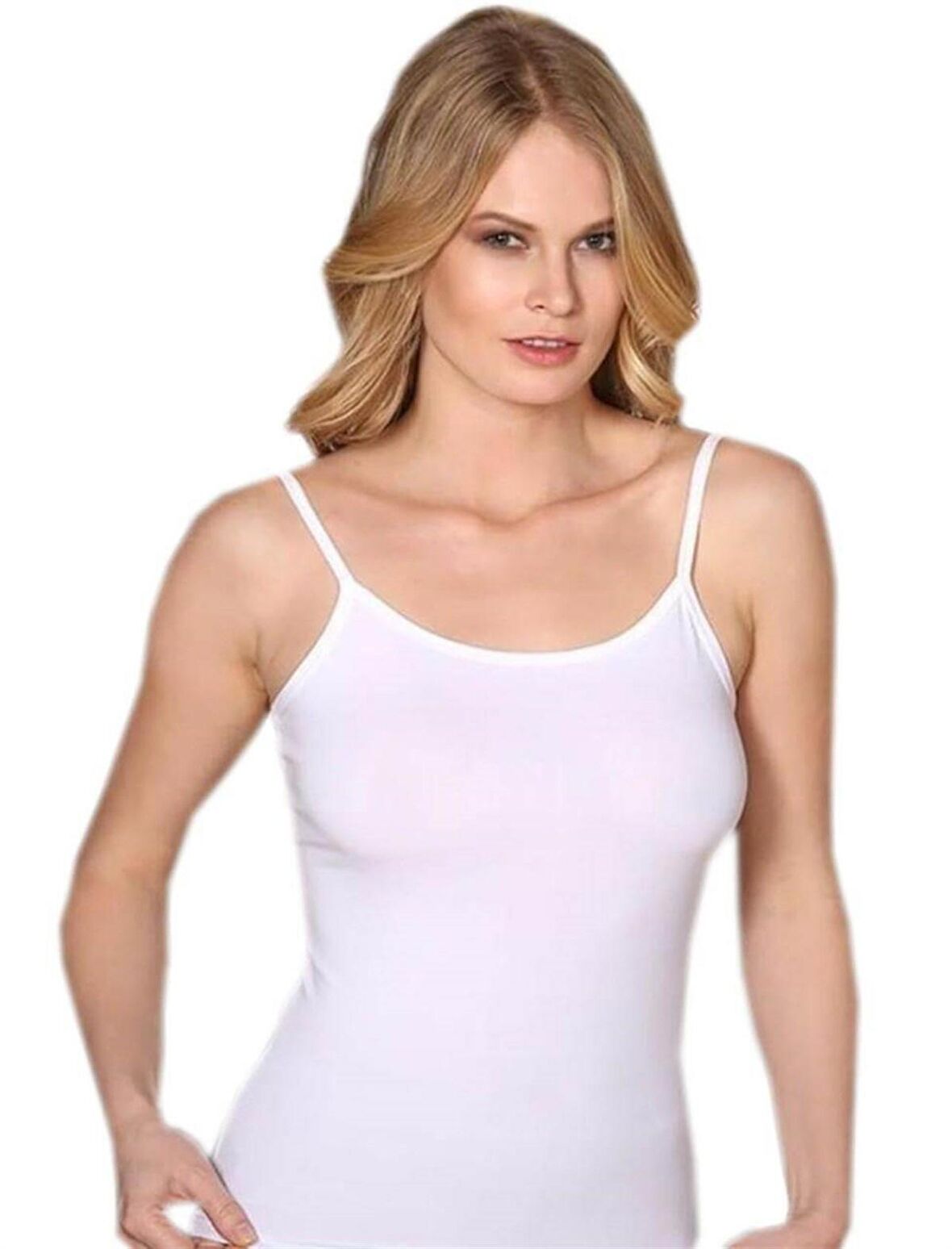 Berrak 12 Adet Beyaz Renk İp Askılı Atlet