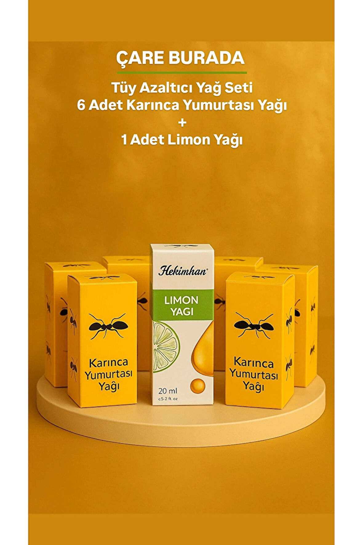 Tüy Azaltıcı Yağ Seti (1 Adet Limon Yağı + 6 Adet Karınca Yumurtası Yağı)