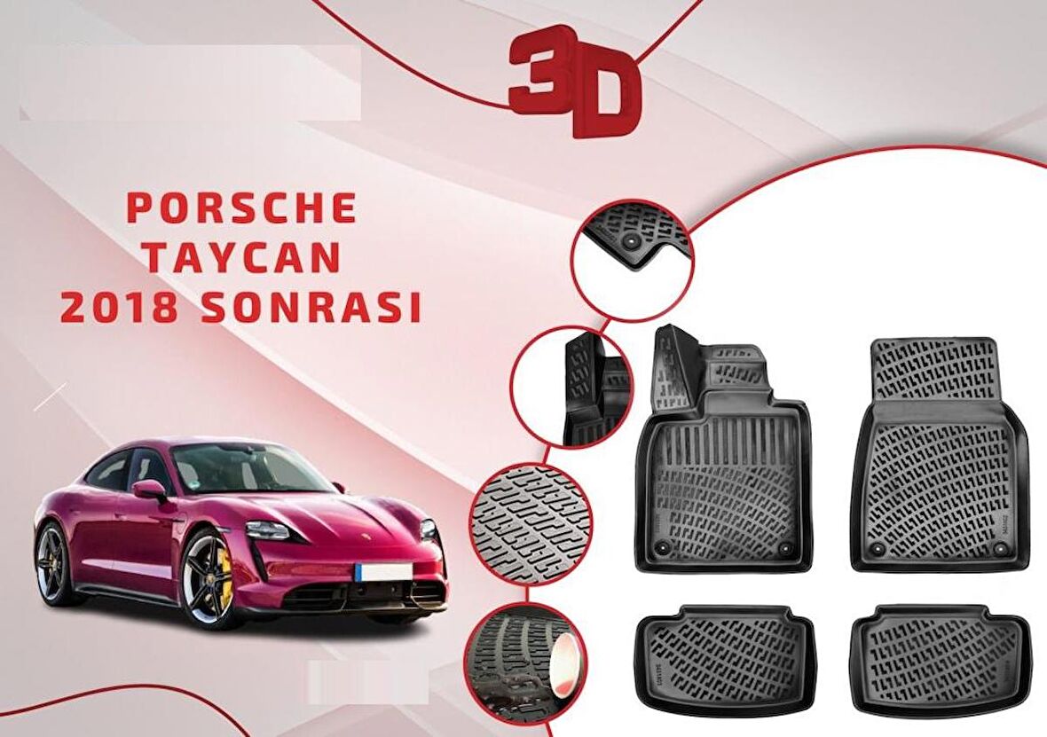 Porsche Taycan 3D Havuzlu Paspas 2018- Sonrası