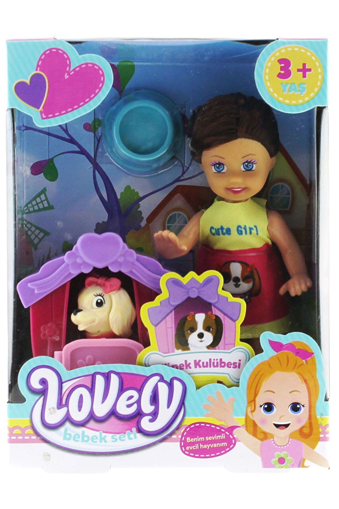 Kız Erkek Çocuk Oyuncak Lovely Mini Bebek Evcil Hayvan ve Kulübesi Oyun Seti Kız Erkek Çocuk Oyuncak