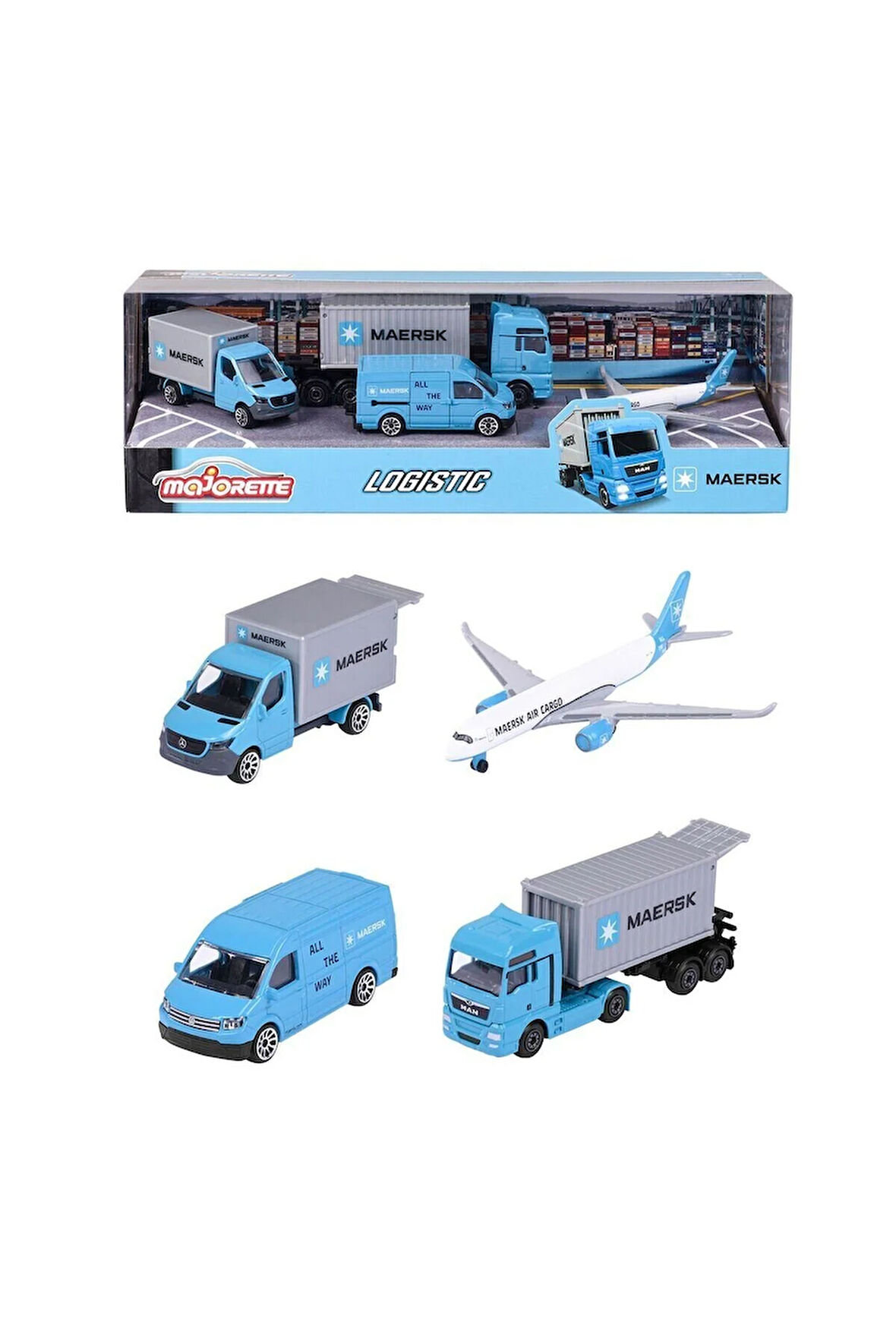 Kız Erkek Çocuk Oyuncak 212057290 Majorette MAERSK Lojistik Arabaları 4 Parça -Simba Kız Erkek Çocuk