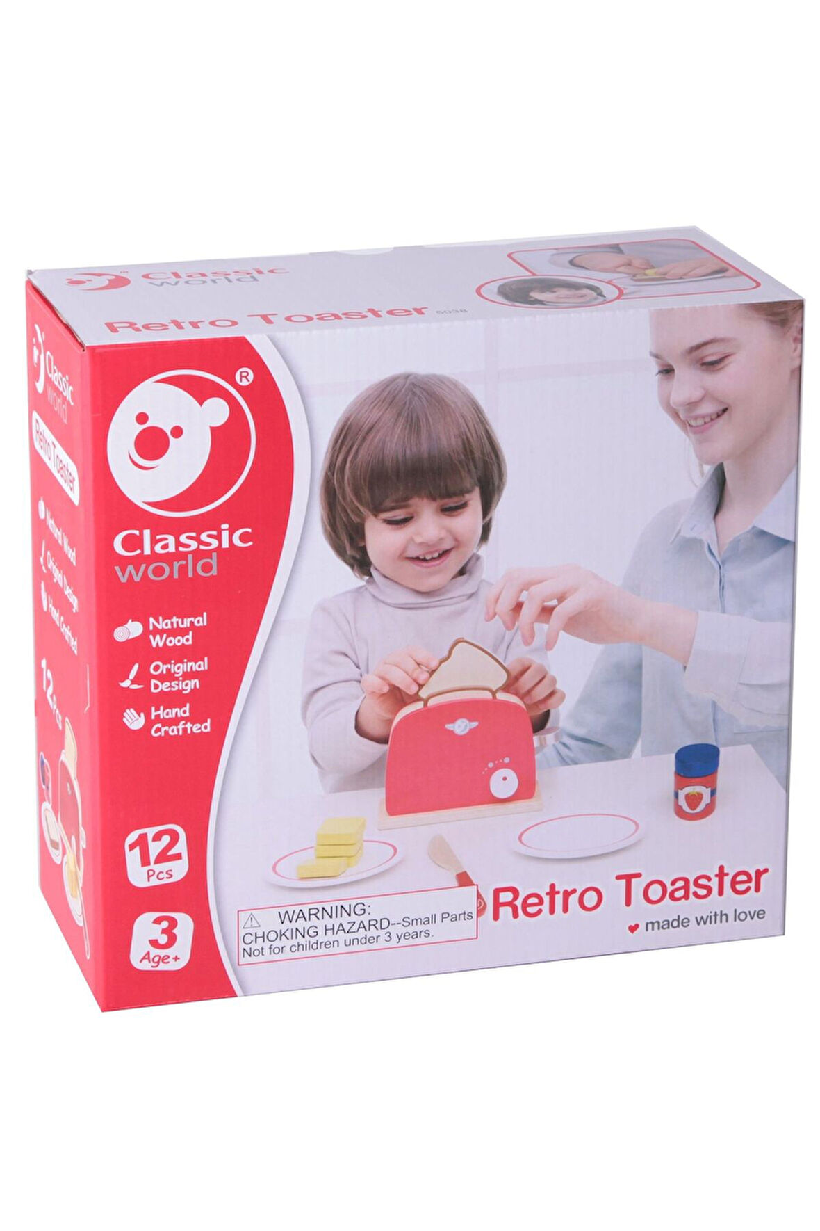 Kız Erkek Çocuk Oyuncak Ahşap Nostaljik Ekmek Kızartma Makinası ve Aksesuarları Kız Erkek Çocuk Oyun
