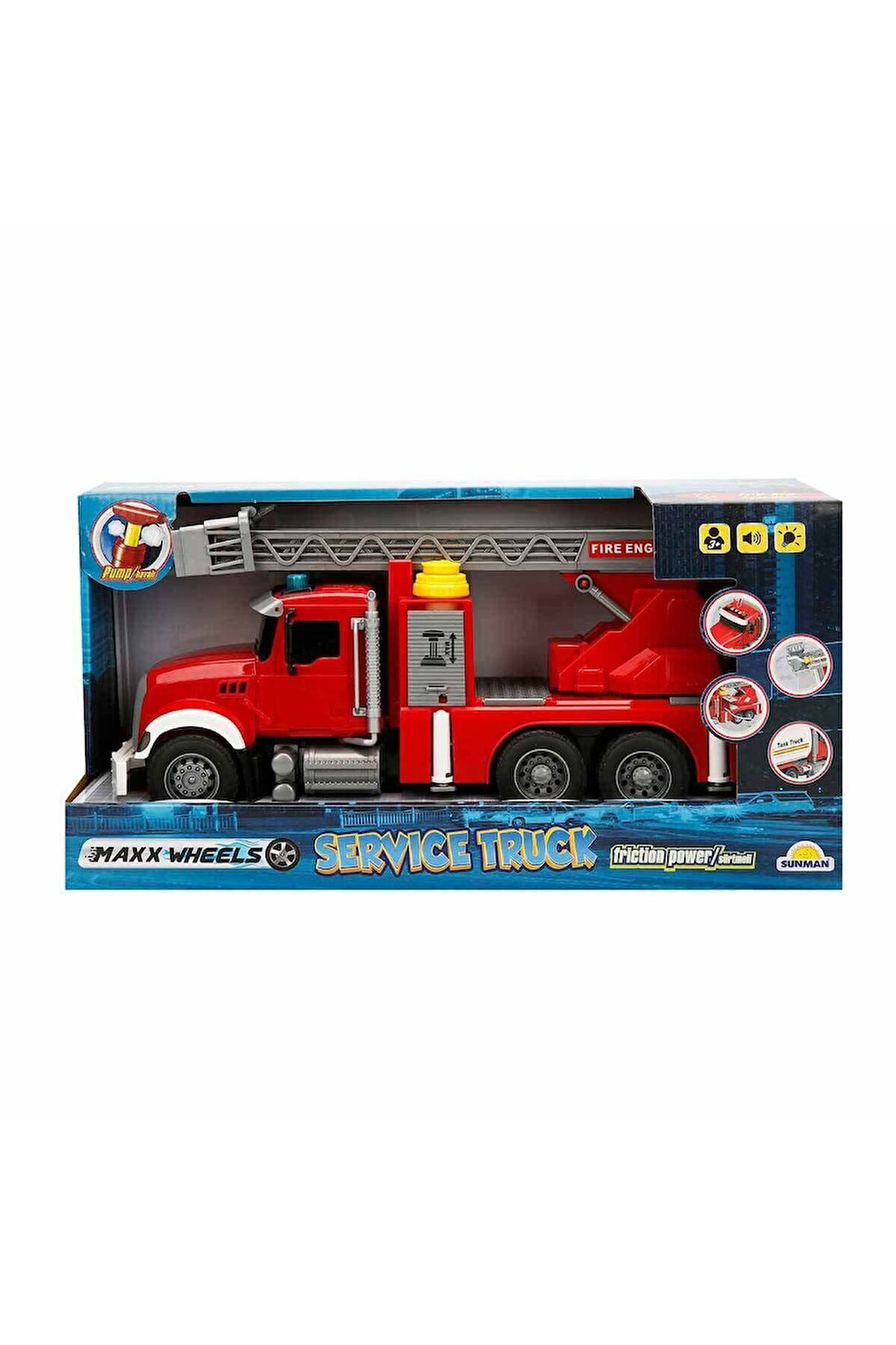 Kız Erkek Çocuk Oyuncak 3326 Maxx Wheels Sesli ve Işıklı İtfaiye Araçları -Sunman Kız Erkek Çocuk Oy
