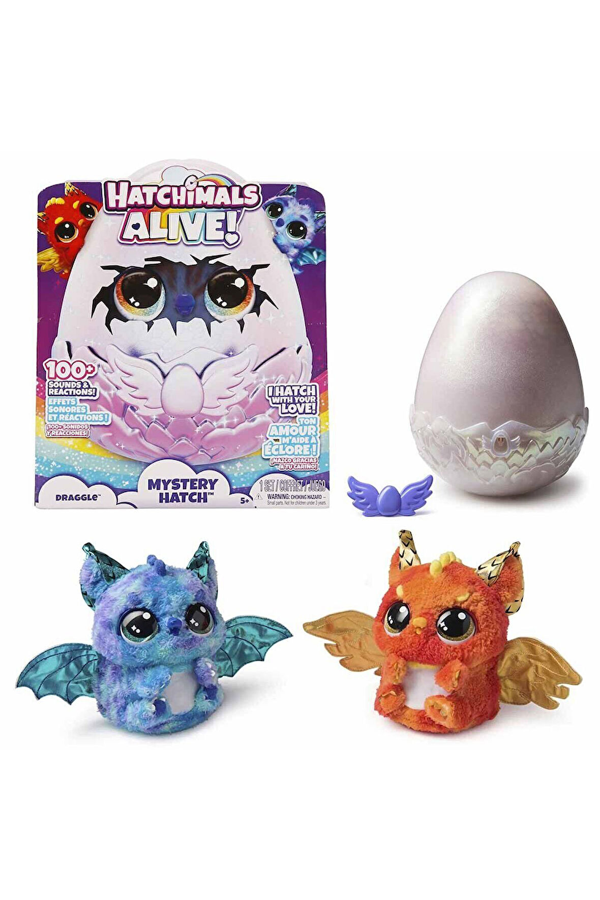 Kız Erkek Çocuk Oyuncak 69282 SUN- Sesli ve Işıklı Hatchimals Alive Mystery Hatch Draggle İnteraktif
