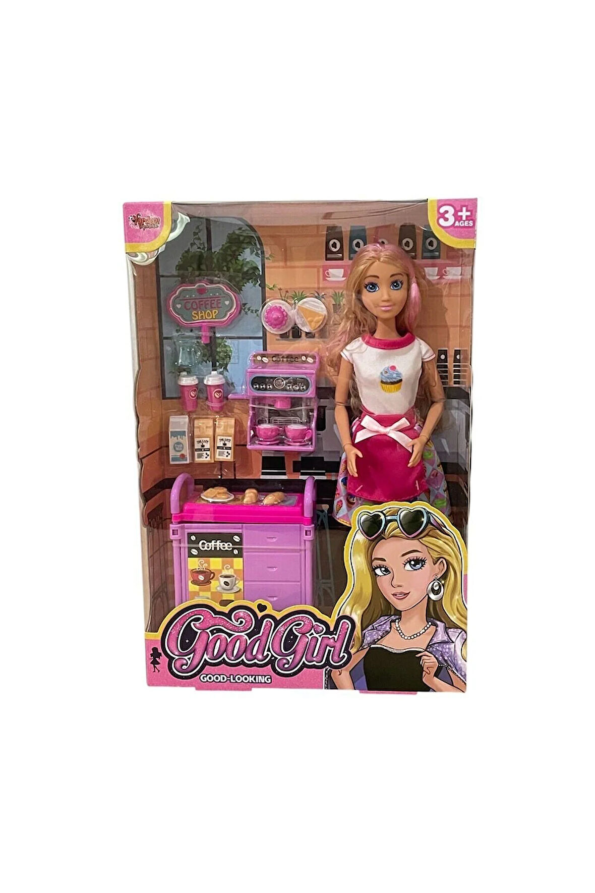 Kız Erkek Çocuk Oyuncak WG66748 Vardem Kutulu Kafe İşleten Bebek Set 11,5 inç Kız Erkek Çocuk Oyunca