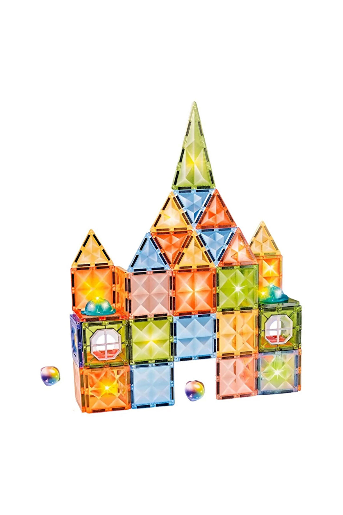 Kız Erkek Çocuk Oyuncak Magnetic Tiles Light Version 73 Parça Kız Erkek Çocuk Oyuncak Eğitici Oyunca