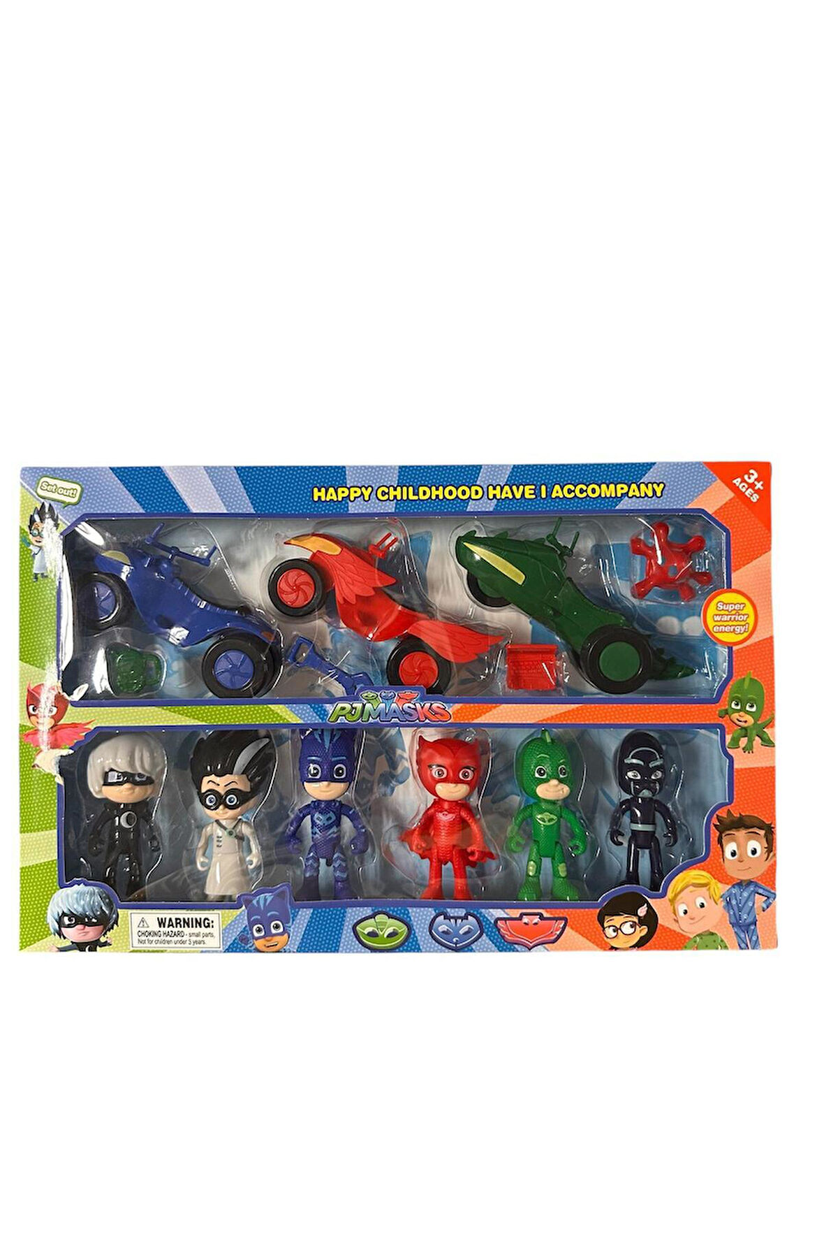 Kız Erkek Çocuk Eğlenceli Oyuncaklar Büyük Set Pijamaskeliler Figür Seti 6 Kalekter 3 Araba Lı 9 Lu