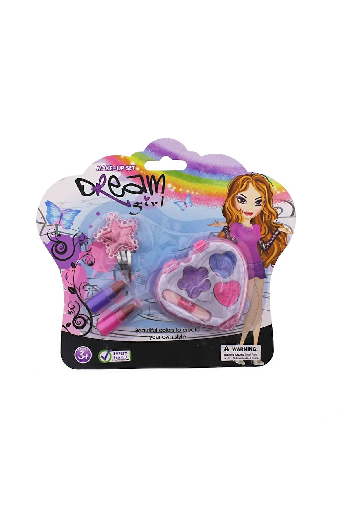 Kız Erkek Çocuk Oyuncak Çıt Çıt Tokalı Kalp Kutu Mini Makyaj Seti Kız Erkek Çocuk Oyuncak Eğitici Oy