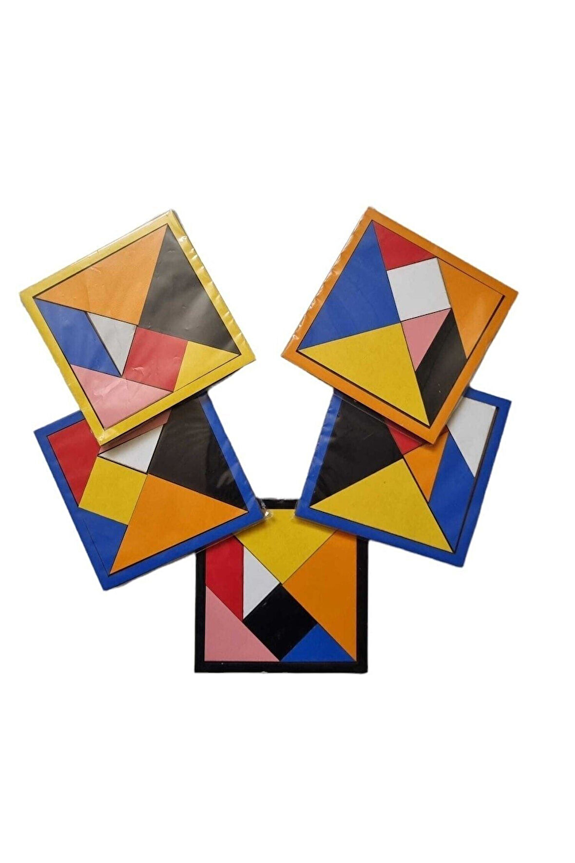 Kız Erkek Çocuk Eğlenceli Oyuncaklar Ahşap Tangram Zeka Oyunu 6mm 14x14cm 15Adet