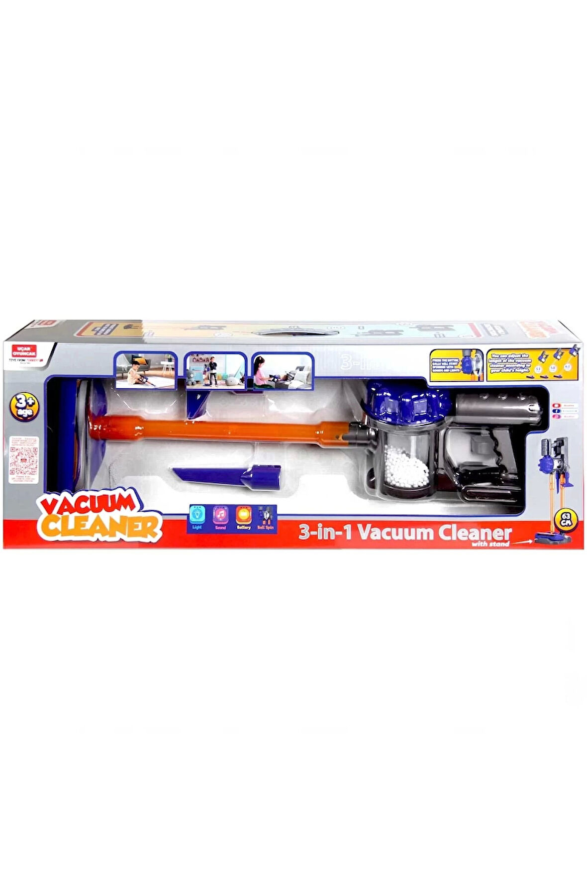 Kız Erkek Çocuk Oyuncak Vacuum Cleaner Pilli Kablosuz Oyuncak Dikey Standlı Elektrik Süpürgesi - 028