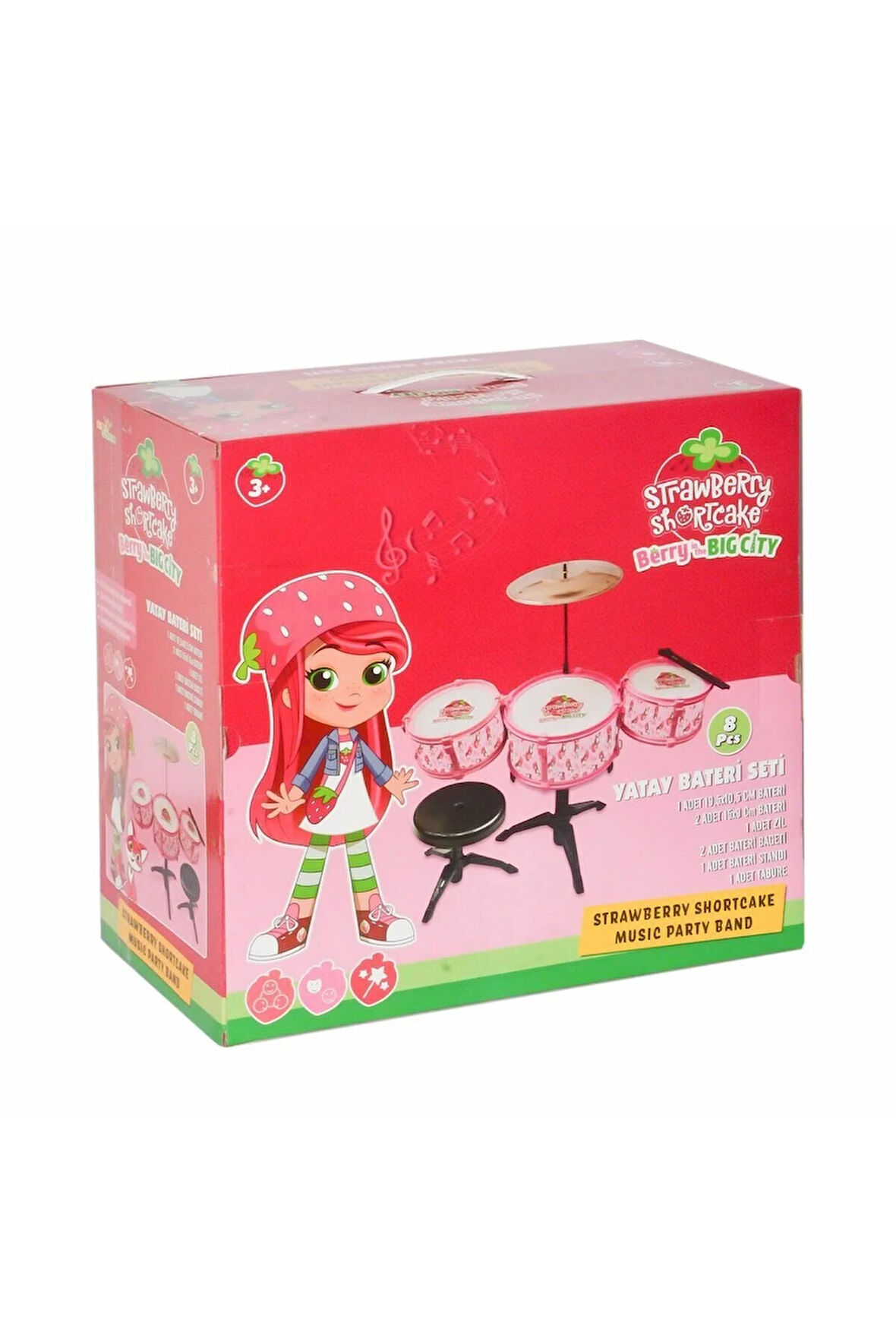 Eğitici Oyuncaklar LMN185 Çilek Kız Tabureli 3 Parça Bateri Seti Kız Erkek Çocuk Oyuncak Eğitici Oyu