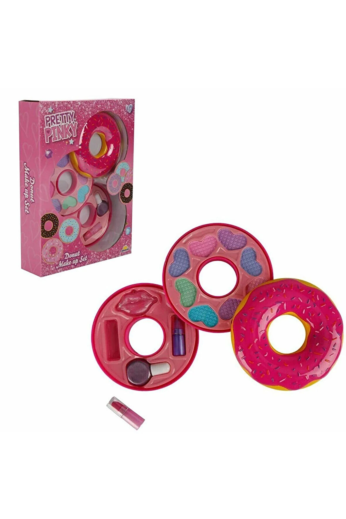 Kız Erkek Çocuk Oyuncak 2596 Donut Şekilli 2 Katlı Makyaj Güzellik Seti -Sunman Kız Erkek Çocuk Oyun