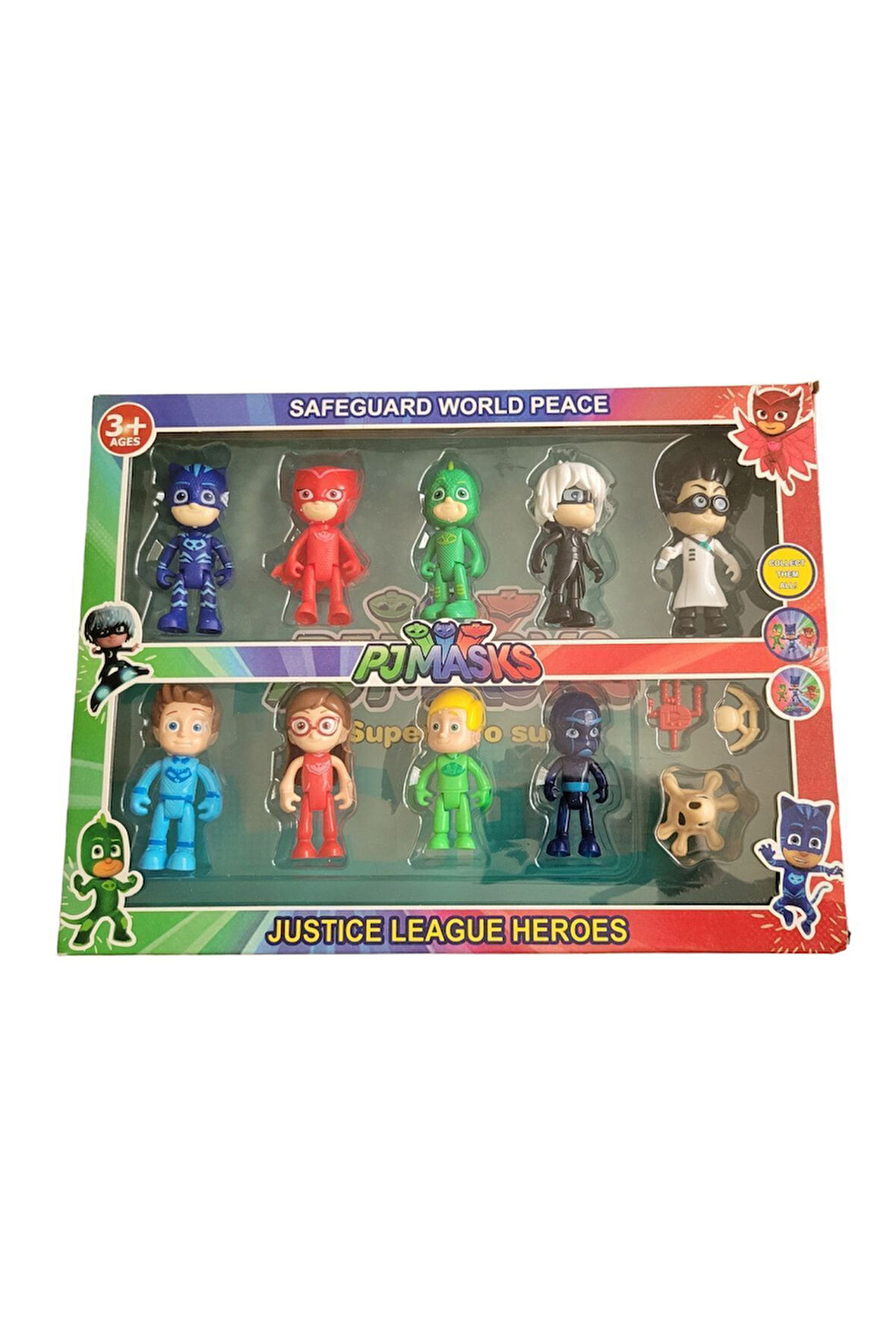 Kız Erkek Çocuk Eğlenceli Oyuncaklar Pjmasks 9 Lu Figür Seti Ve 3Adet Pijamaskeliler Aksesuar