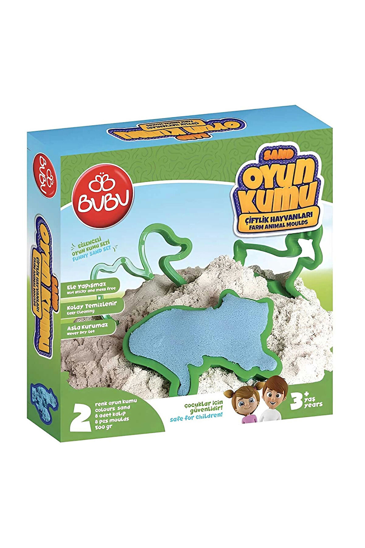Kız Erkek Çocuk Oyuncak Bu-Bu Games Oyun Kumu ve Çiftlik Hayvan Kalıplı Set 500 gr Kız Erkek Çocuk O