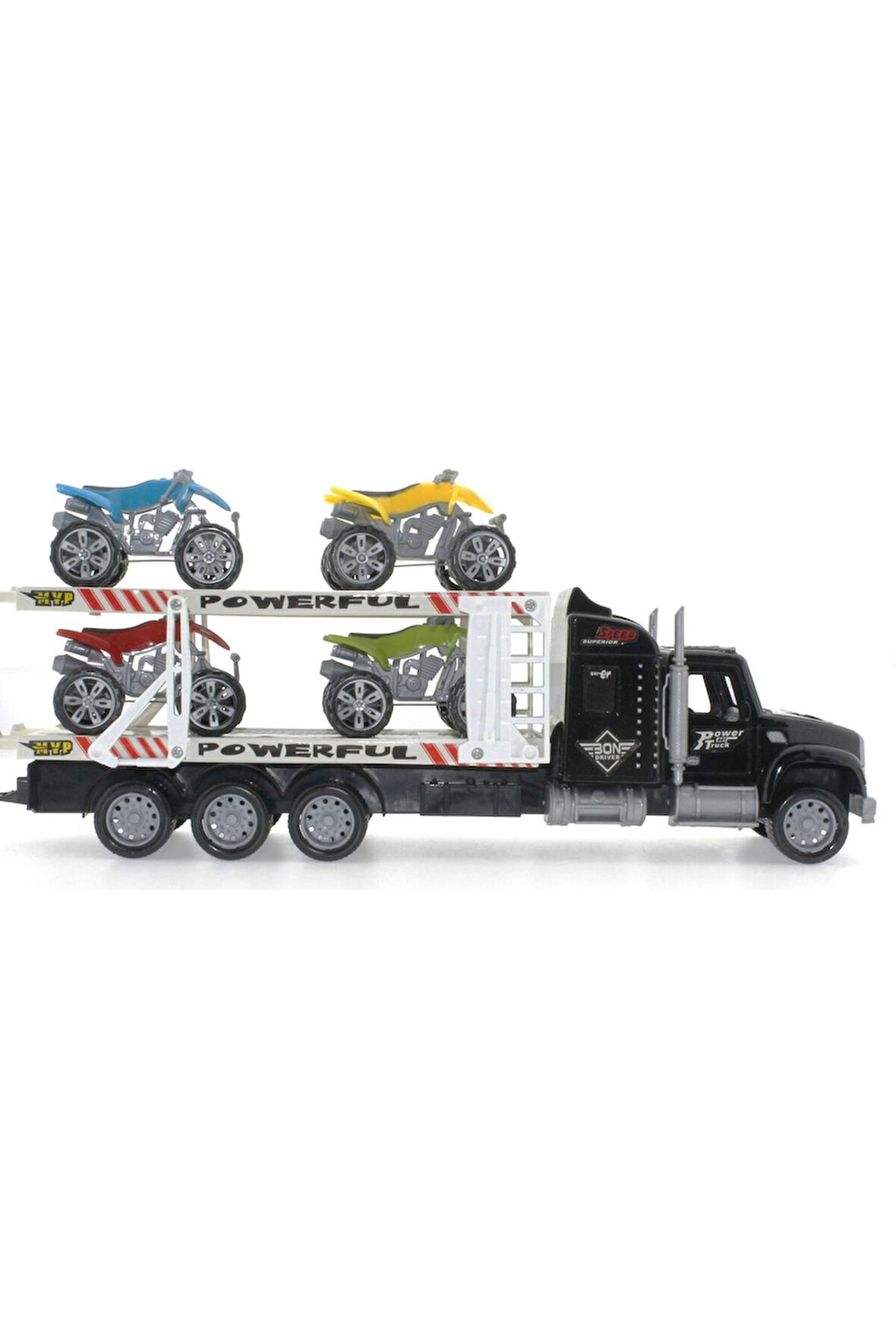 Kız Erkek Çocuk Oyuncak Sürtmeli ATV Taşıyan Siyah Tır Kız Erkek Çocuk Oyuncak Eğitici Oyuncaklar