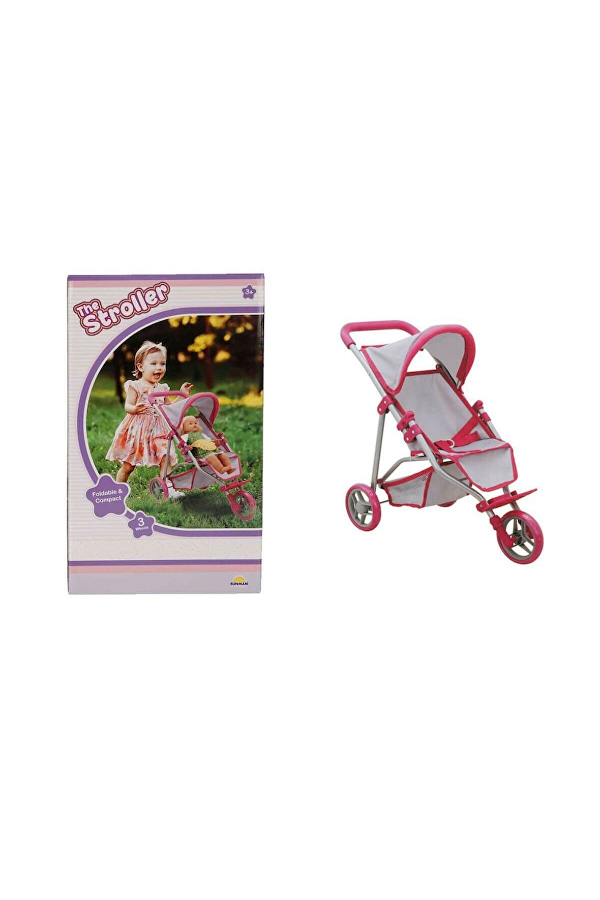 Kız Erkek Çocuk Oyuncak 9614 3 Tekerlekli Pembe Gri Puset Kız Erkek Çocuk Oyuncak Eğitici Oyuncaklar