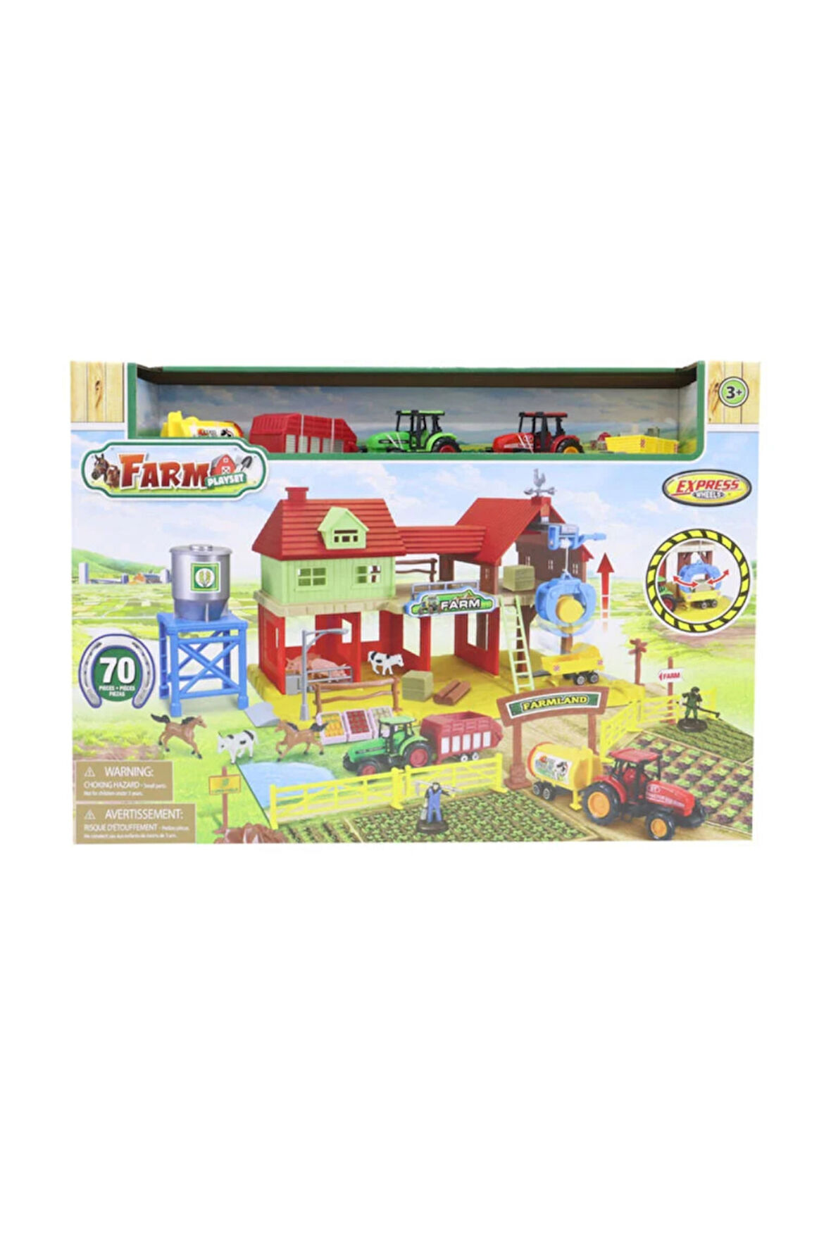 Kız Erkek Çocuk Oyuncak Express Wheels Die Cast Metal 70 Parça Çiftlik Seti Kız Erkek Çocuk Oyuncak