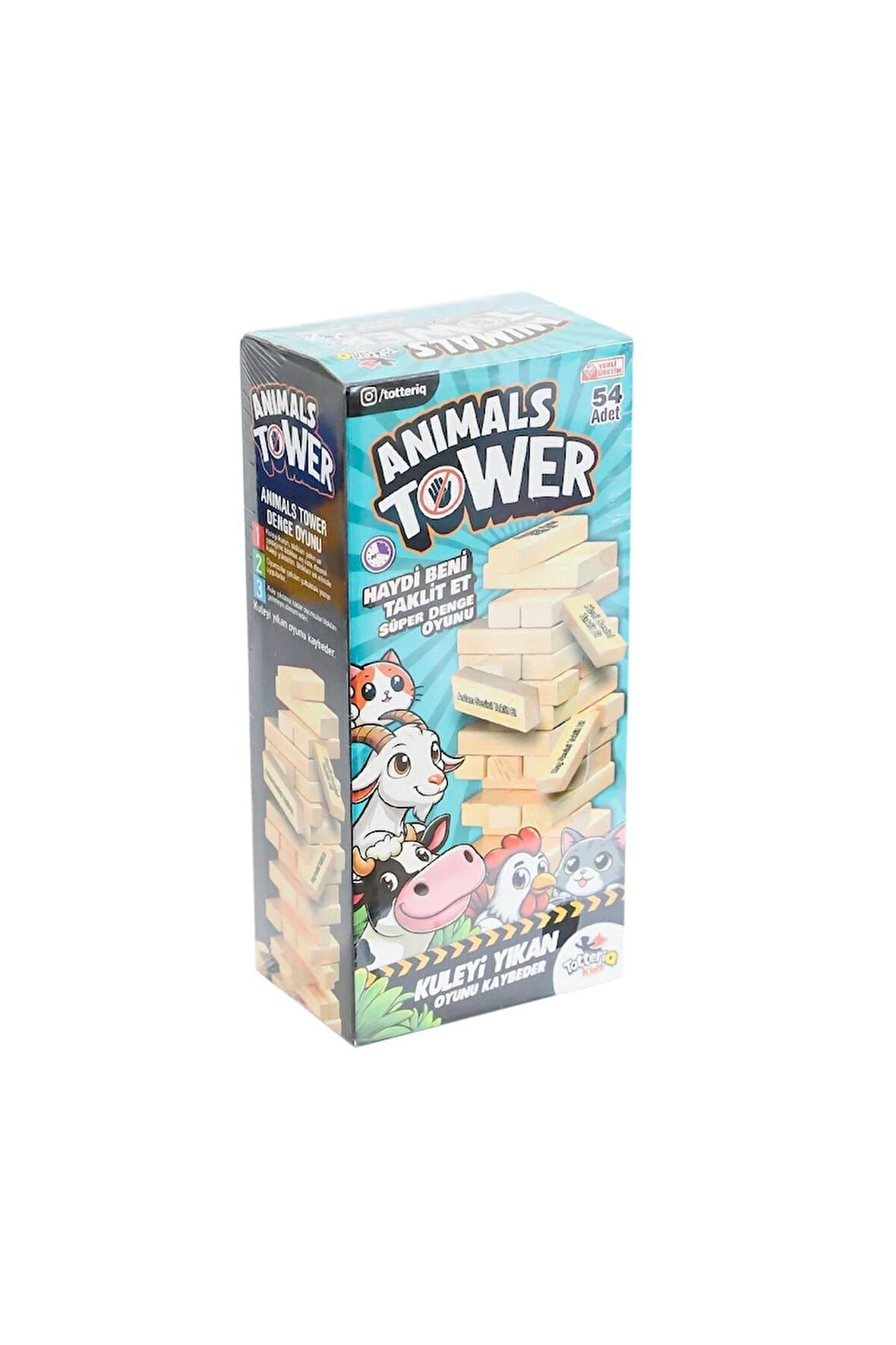Kız Erkek Çocuk Oyuncak 7378 Animals Tower Süper Denge Oyunu 54 Parça -Tottreiq Kız Erkek Çocuk Oyun