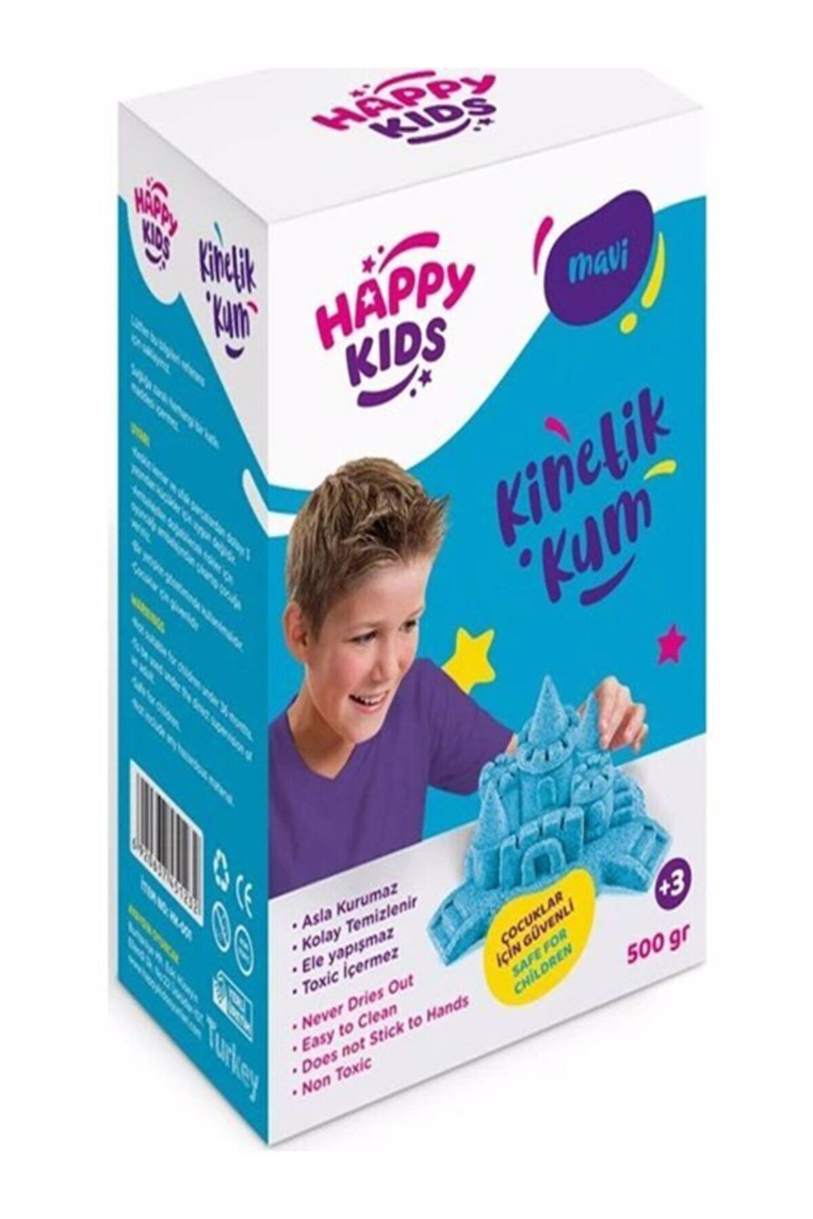 Kız Erkek Çocuk Eğlenceli Oyuncaklar Happy Kids Kinetik Kum - Mavi 500gr
