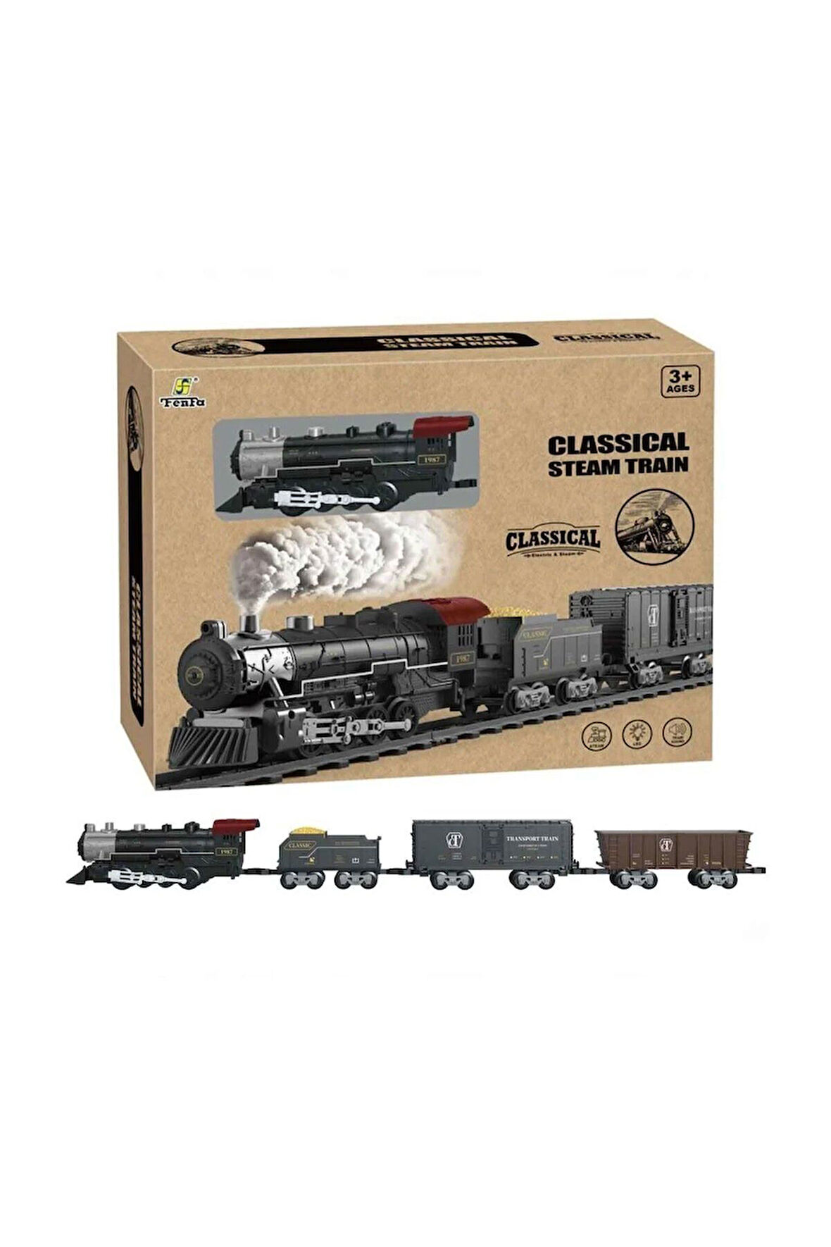 Kız Erkek Çocuk Oyuncak 1613C Big Scale Klasik Tren Seti - BİG SCALE CLASSİCAL STEAM TRAİN SET Kız E