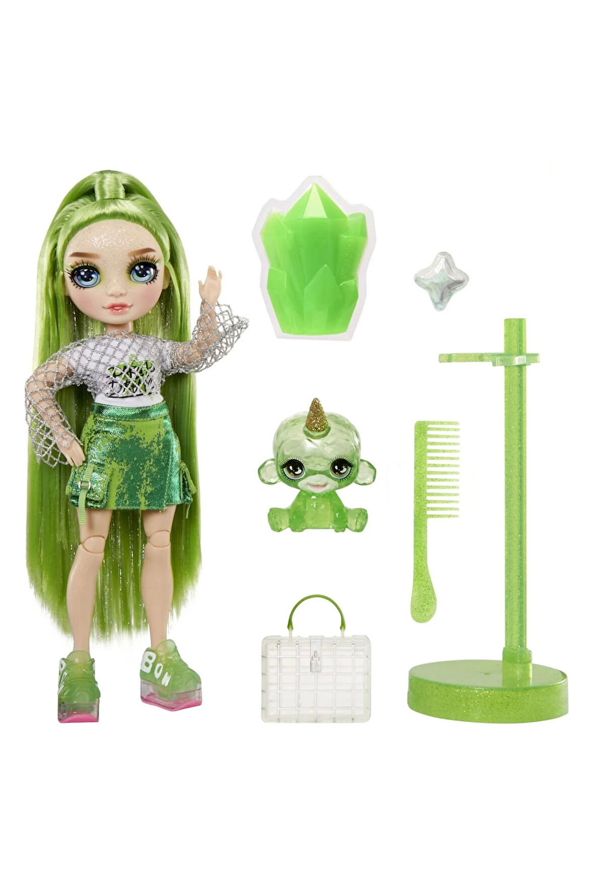 Kız Erkek Çocuk Oyuncak Rainbow High Jade Parlak Slime ve Evcil Hayvan Serisi Bebeği Kız Erkek Çocuk