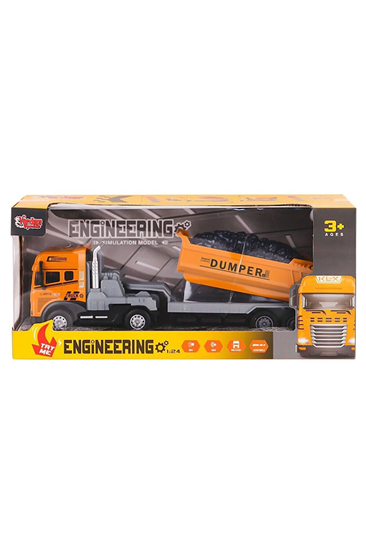 Kız Erkek Çocuk Oyuncak KLX800-241-42-43-44 Işıklı Müzikli İnşaat Tırı 1:24 -Vardem Oyuncak Kız Erke