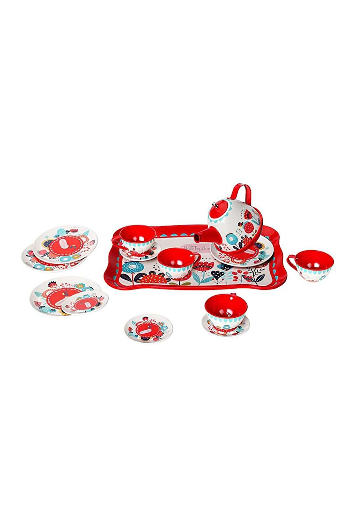 Kız Erkek Çocuk Oyuncak ATF-998A-998B 15 PARÇA ÇİÇEK DESENLİ METAL ÇAY SET Kız Erkek Çocuk Oyuncak E