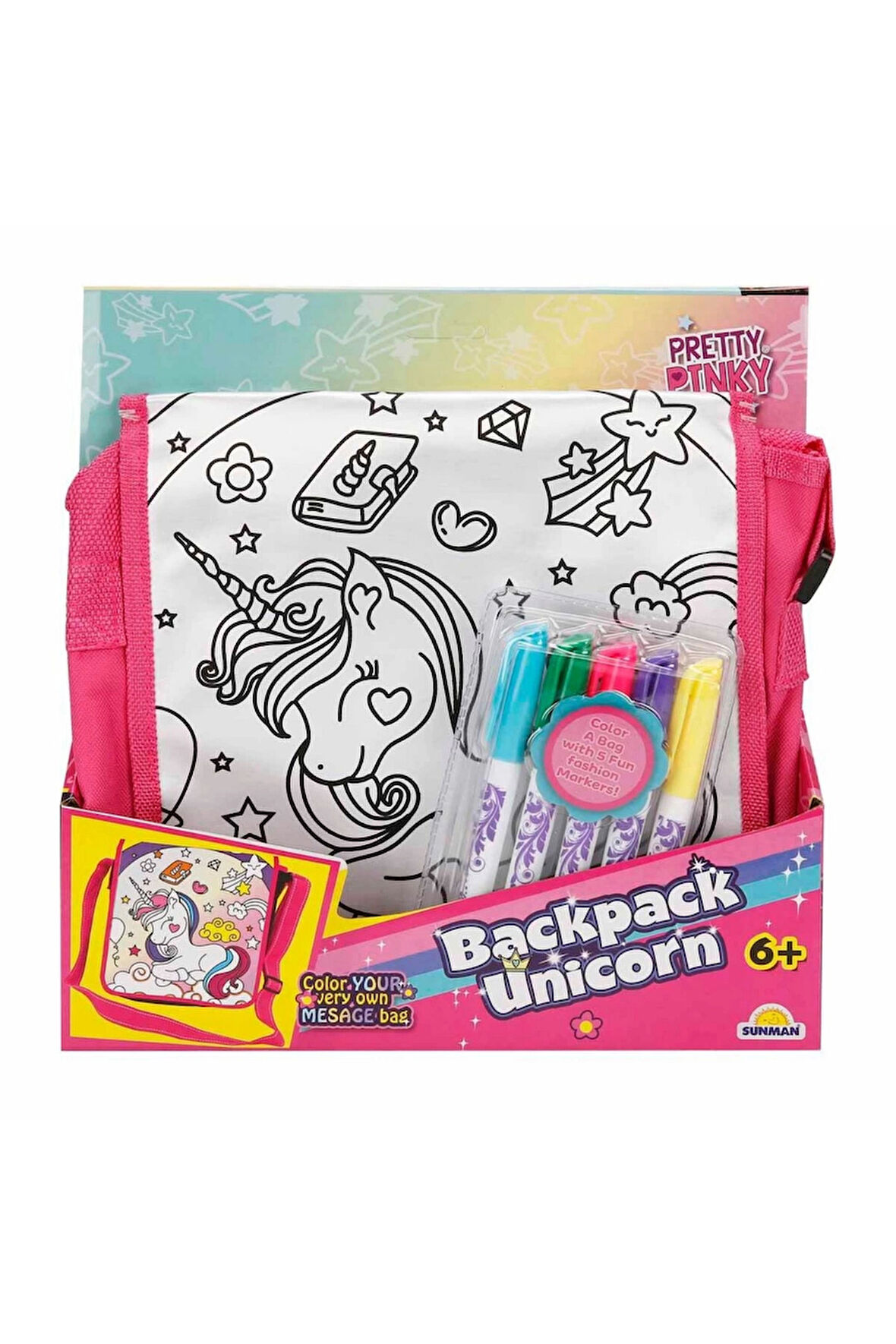 Pretty Pinky Boyanabilir Desenli Unicorn Sırt Çantası Kız Erkek Çocuk Oyuncak Eğitici Oyuncaklar