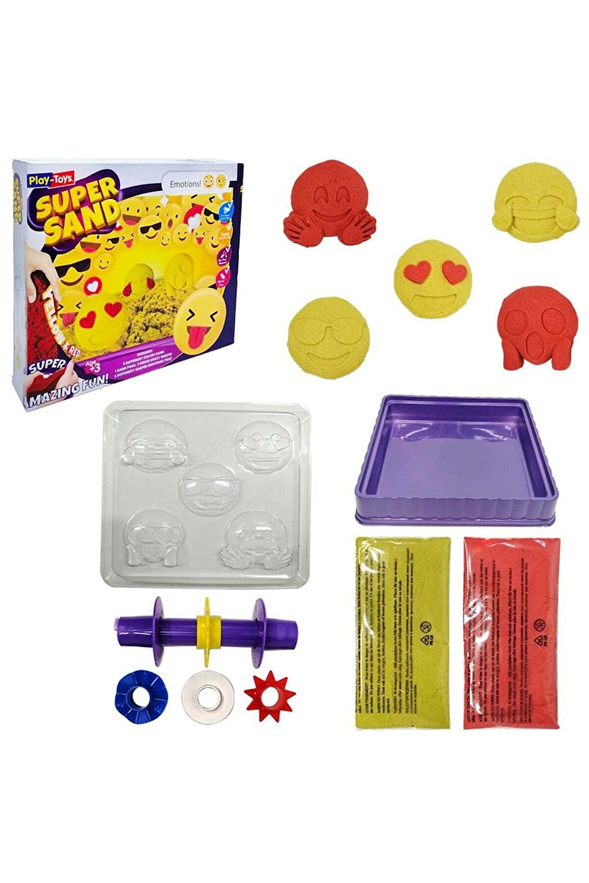 Play-Toys Emoji Oyun Kumu Süper Sand Seti Kız Erkek Çocuk Oyuncak Eğitici Oyuncaklar