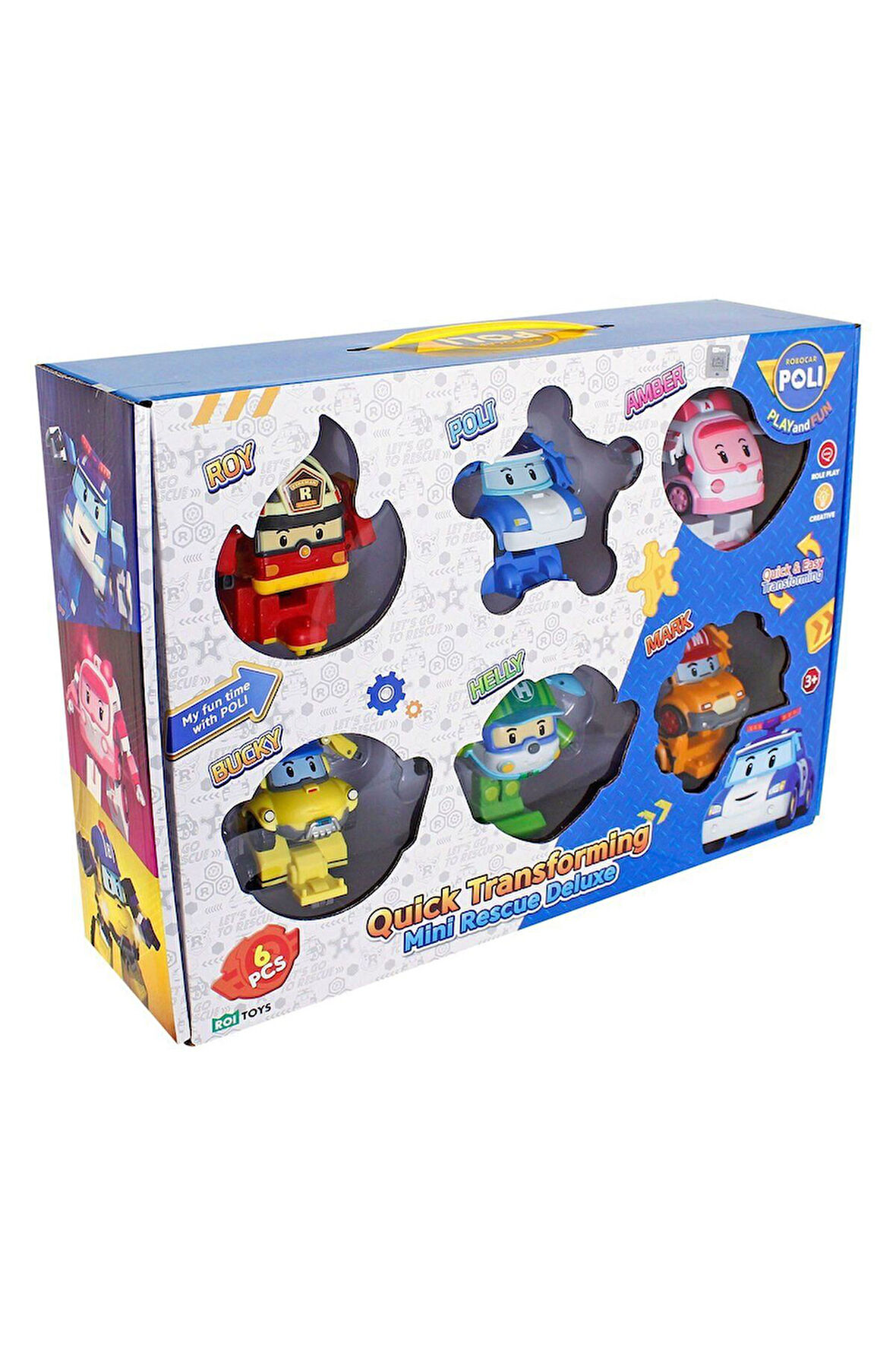 POLI ZR-915 Robocar Poli Quick Transforming Mini Rescue Deluxe Set Kız Erkek Çocuk Oyuncak Eğitici O