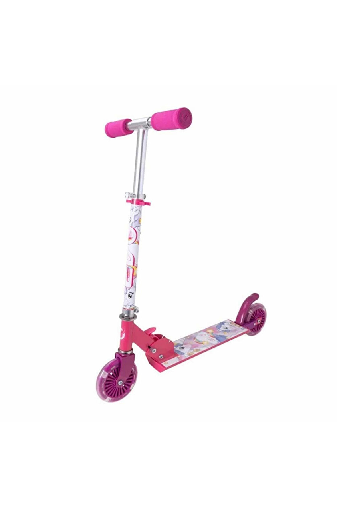 Evo 2 Tekerlekli Katlanabilir Unicorn Inline Işıklı Scooter Kız Erkek Çocuk Oyuncak Eğitici Oyuncakl