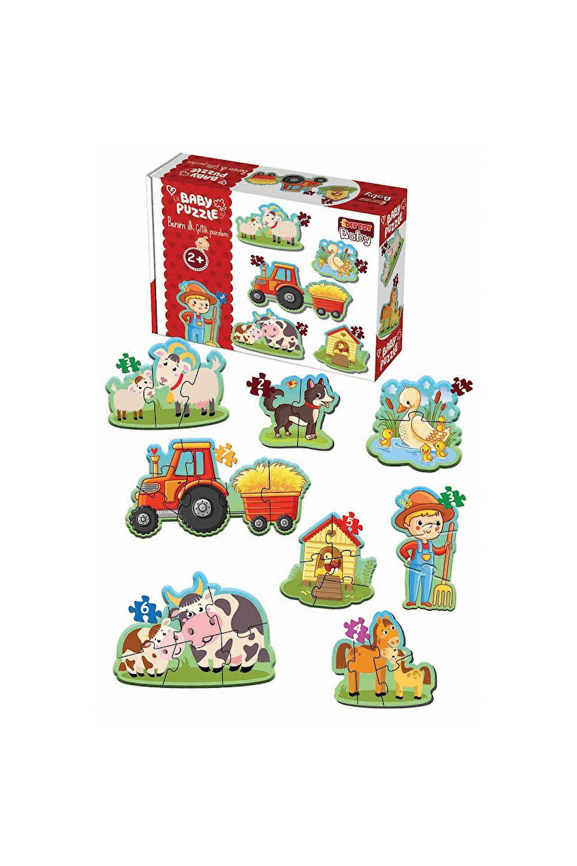 1734 Dıytoy, Baby Puzzle- İlk Çiftlik Puzzle Kız Erkek Çocuk Oyuncak Eğitici Oyuncaklar
